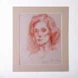 Joan Sloan, Large Original Red Chalk Drawing on Paper Signed