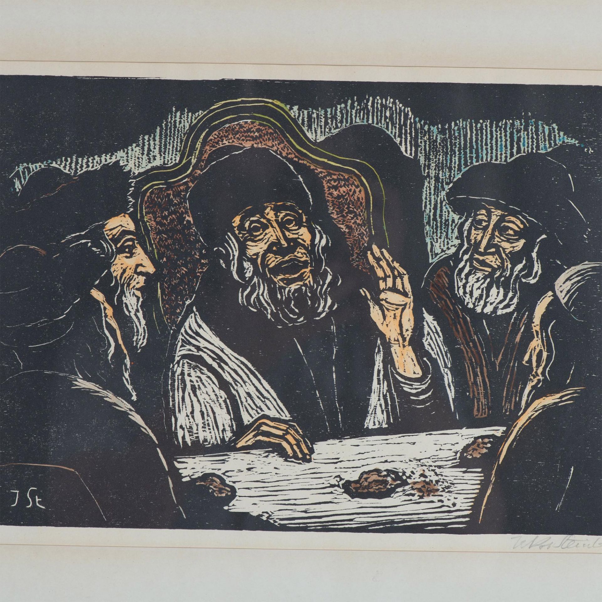 Jacob Steinhardt, Original Hand Colored Woodcut, Signed - Image 2 of 7