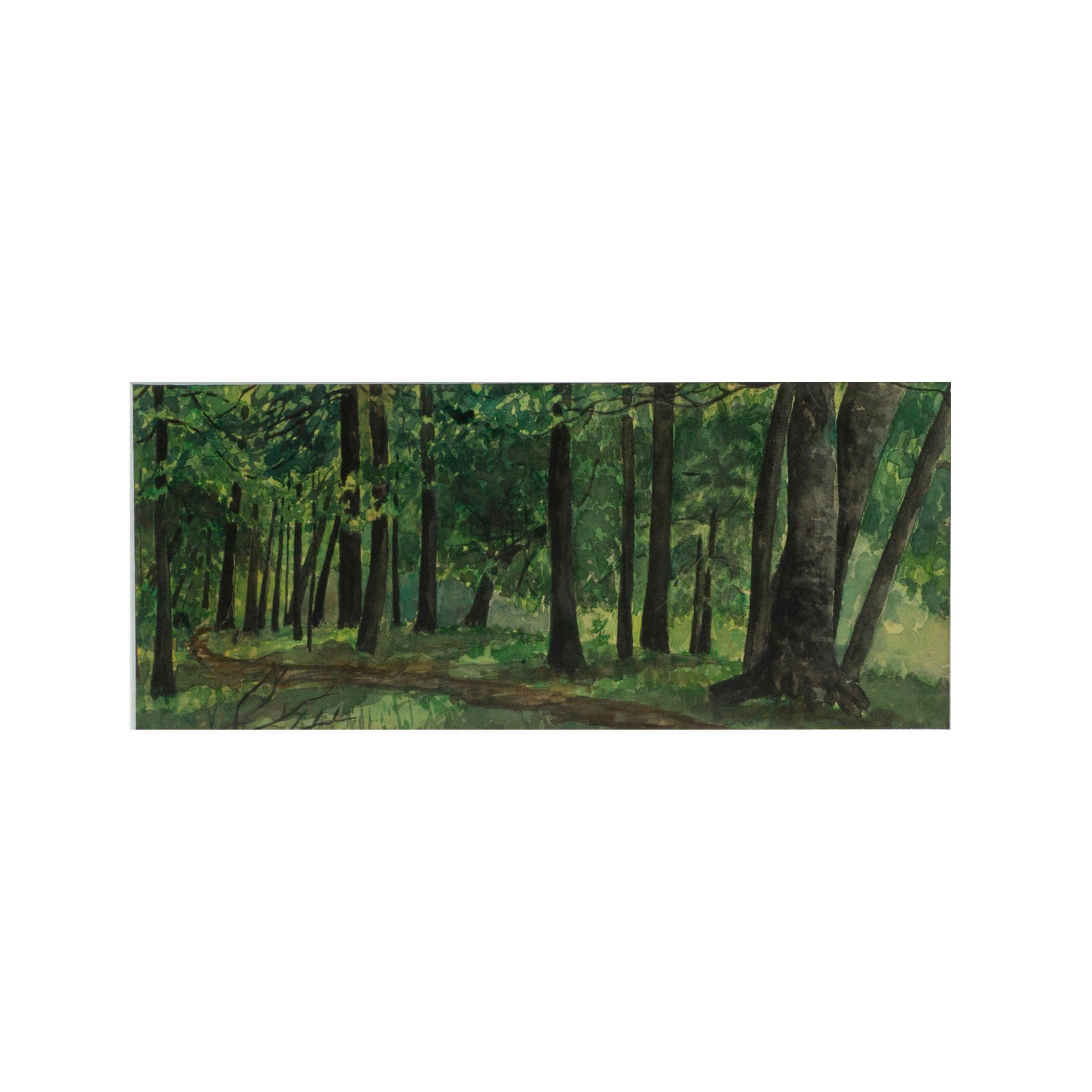 Original Watercolor on Paper, Forest Path Landscape - Image 2 of 6