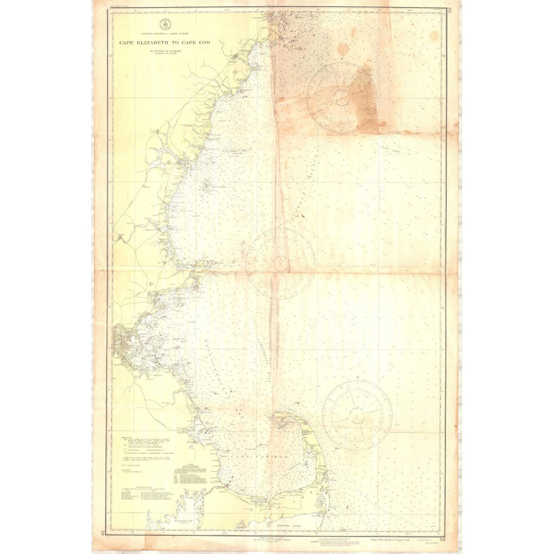 USC&GS Map, Cape Elizabeth to Cape Cod, U.S East Coast