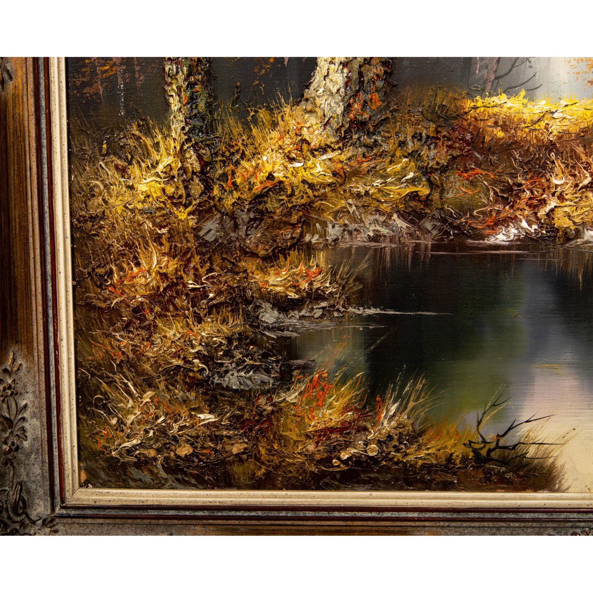 Original Oil on Canvas, Autumn Woodland Forest Landscape - Bild 4 aus 5