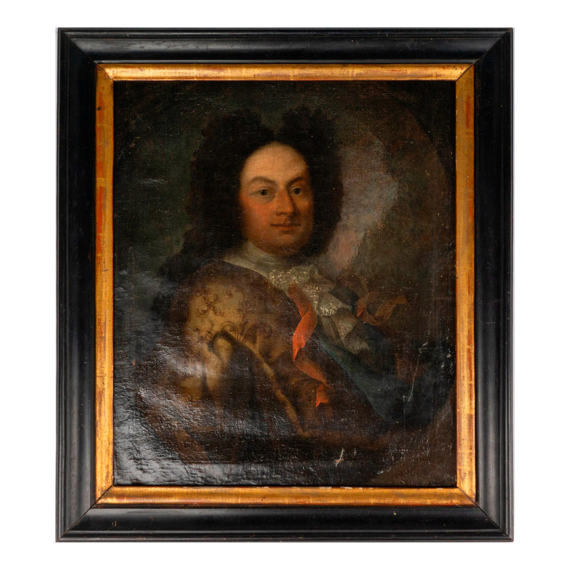 Early 18th Century Original Oil Painting, Portrait of French Nobility, Signed