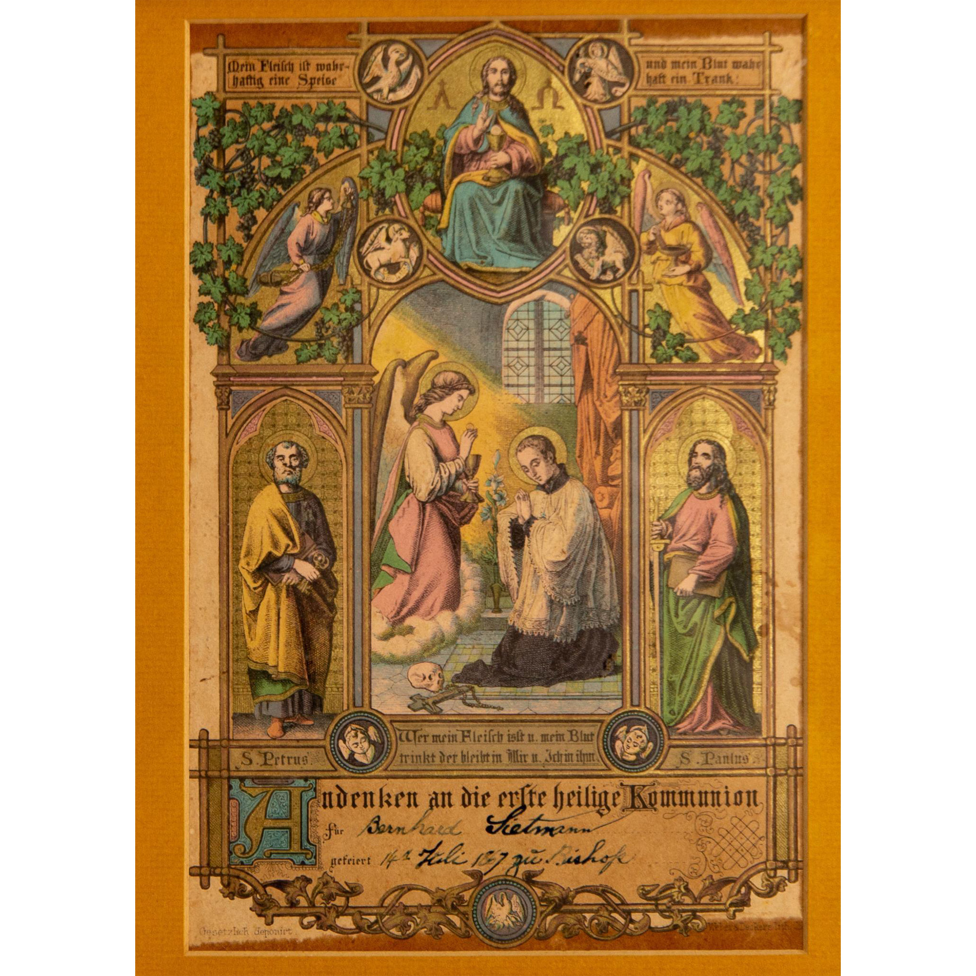 German Certificate of Communion, Color Lithograph - Image 2 of 5