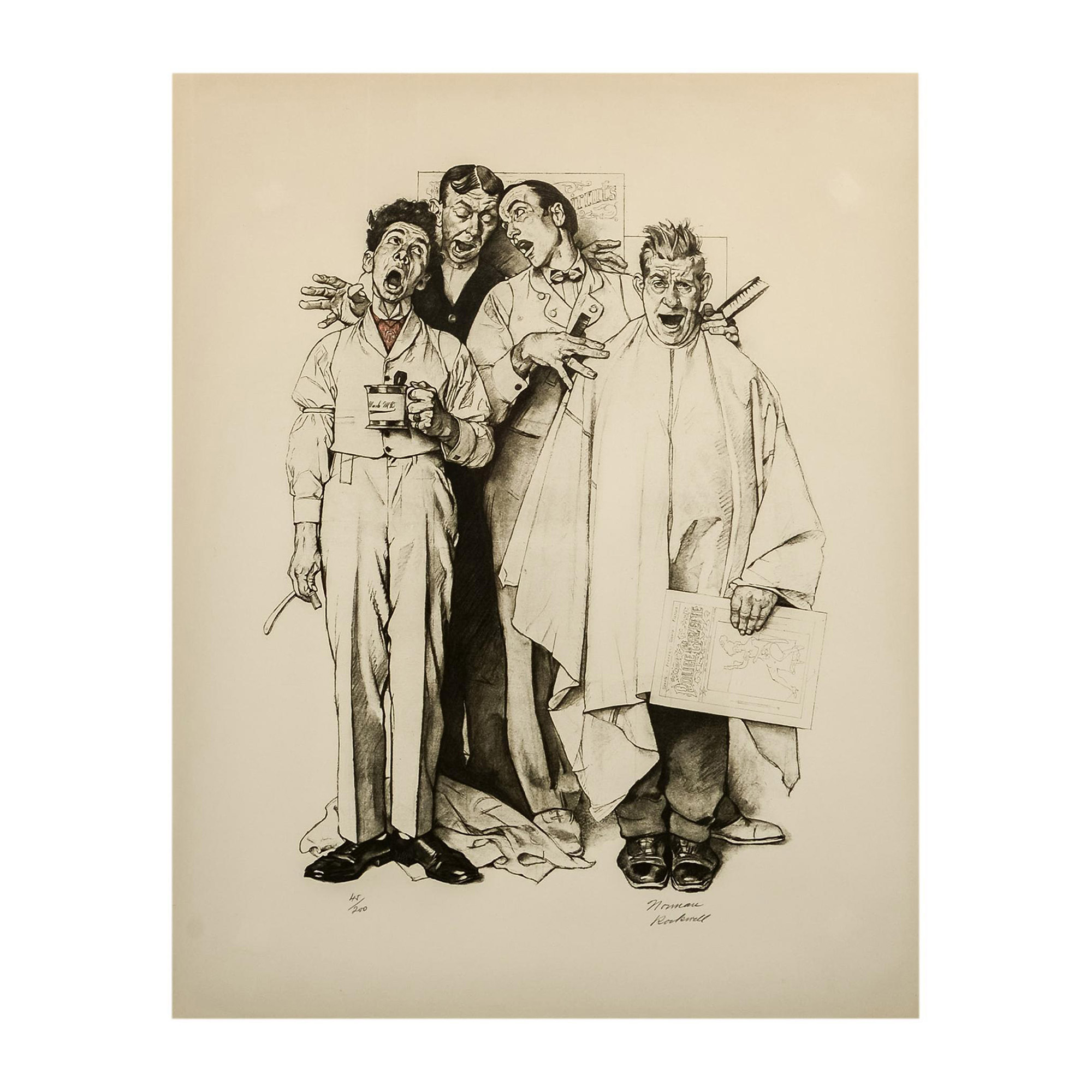 Norman Rockwell, Large Original Lithograph, Quartet, Signed - Image 2 of 5