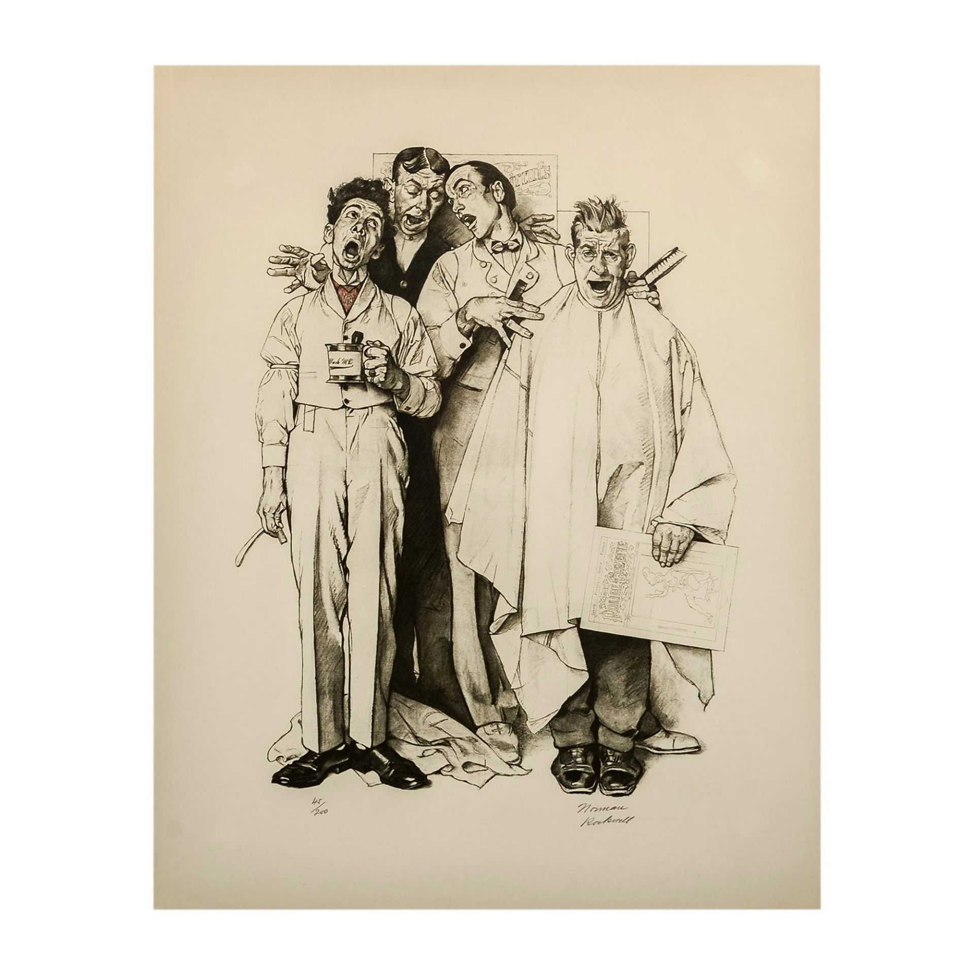 Norman Rockwell, Large Original Lithograph, Quartet, Signed - Bild 2 aus 5