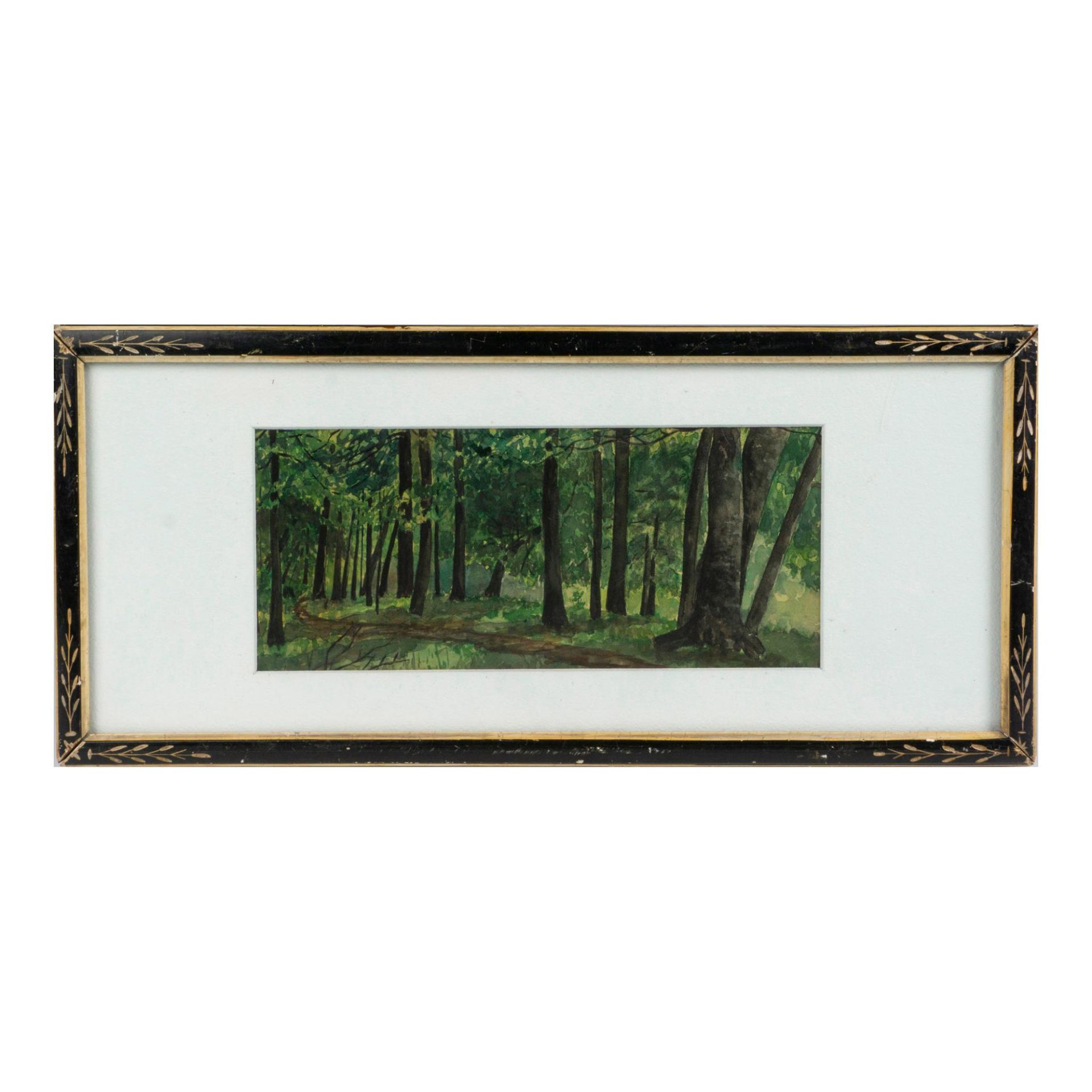 Original Watercolor on Paper, Forest Path Landscape