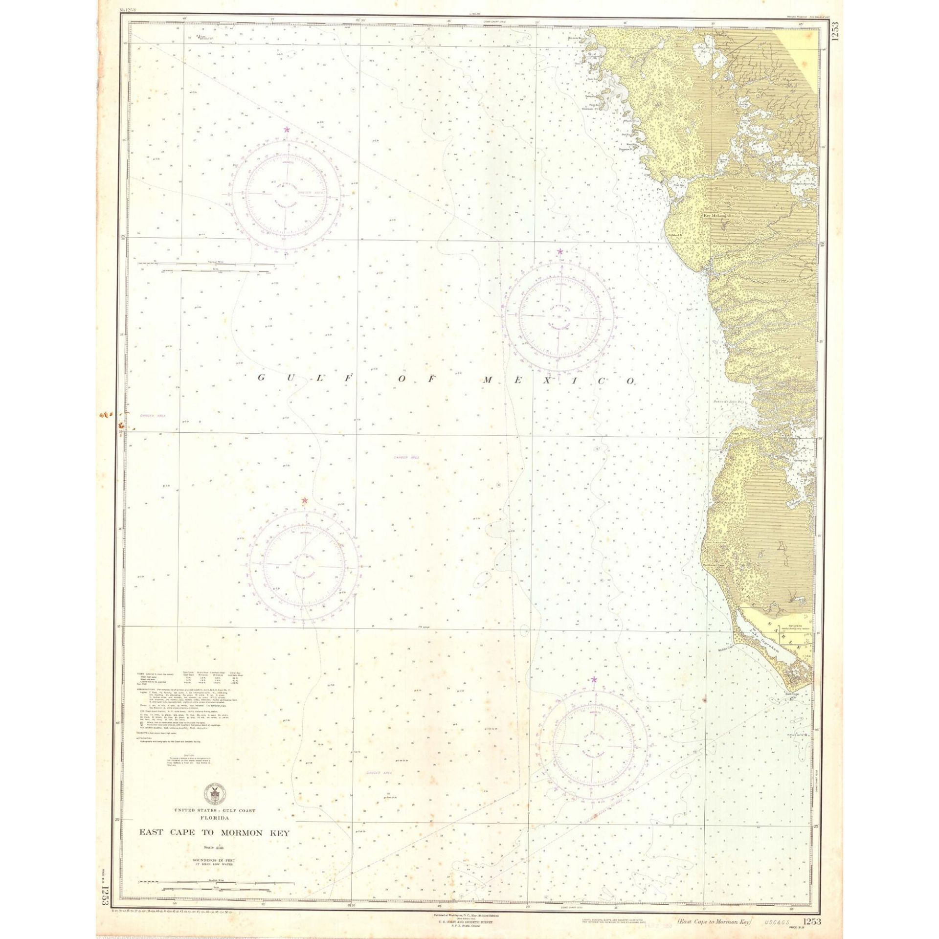 USC&GS Map, East Cape to Mormon Key, U.S Gulf Coast Florida