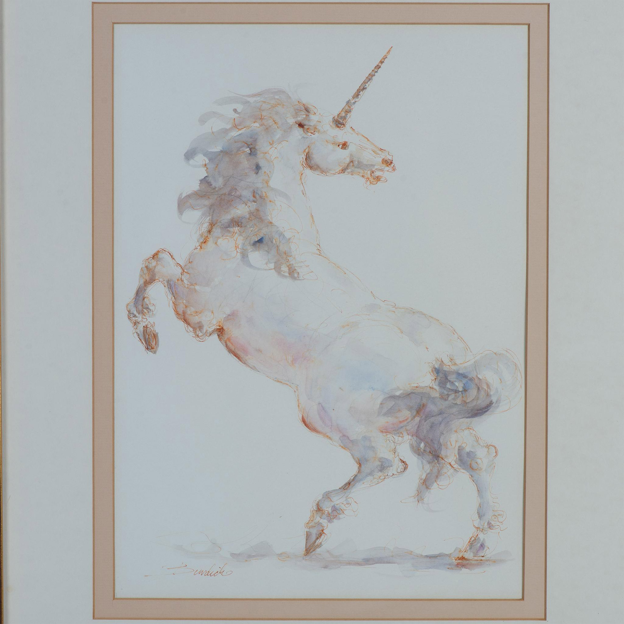 Charles E. Burdick (American 1924-2016) Original Watercolor, Unicorn - Image 2 of 7