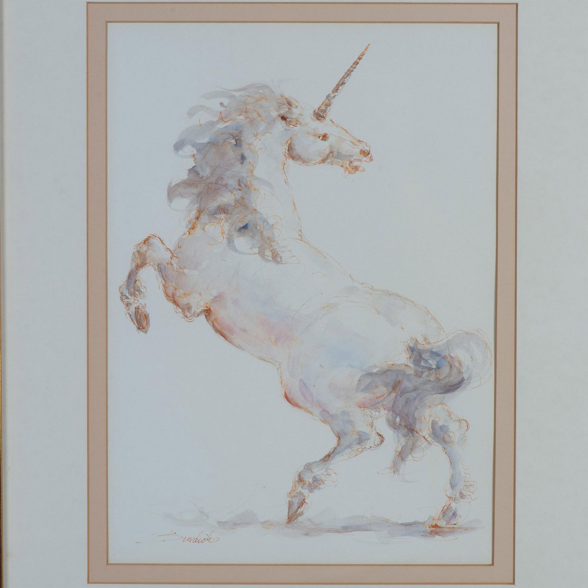 Charles E. Burdick (American 1924-2016) Original Watercolor, Unicorn - Bild 2 aus 7