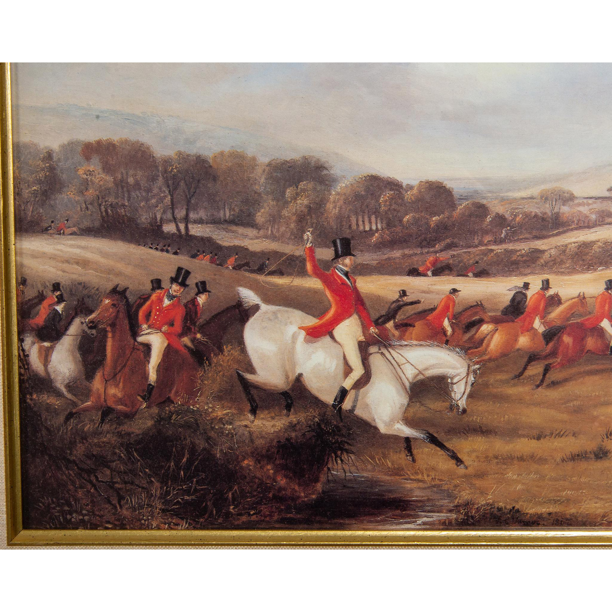 2pc Framed Equestrian Stag Hunting Prints - Image 4 of 9