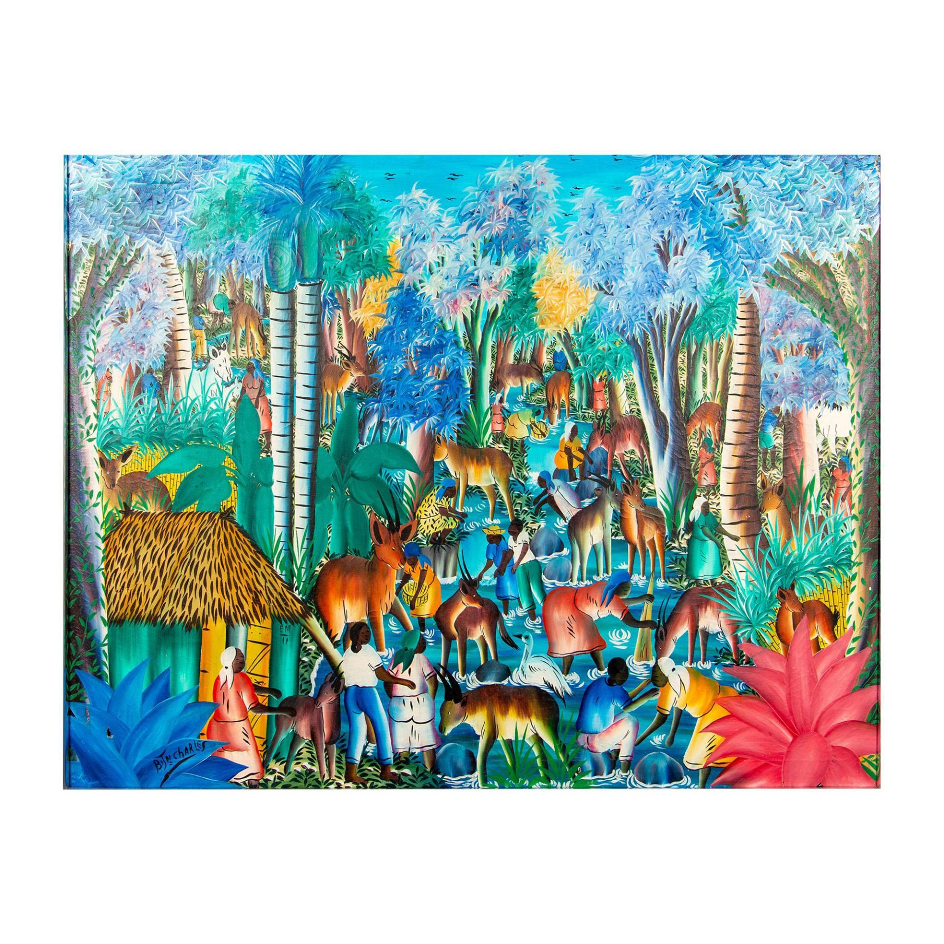 Charles, Original Acrylic on Canvas, Haitian Jungle, Signed - Bild 2 aus 5