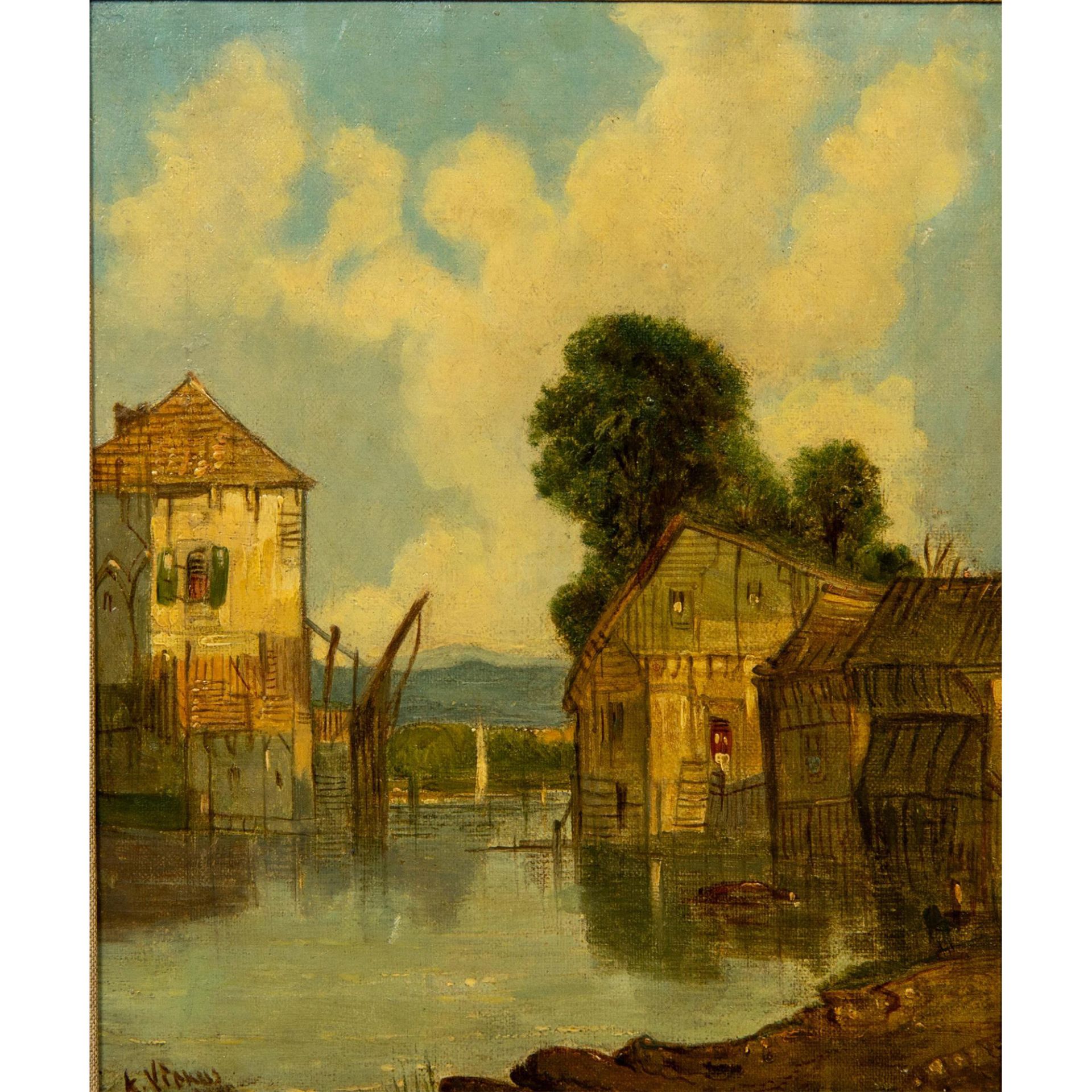 Alfred Vickers, Original Oil on Canvas, Quiet Water, Signed - Bild 3 aus 7