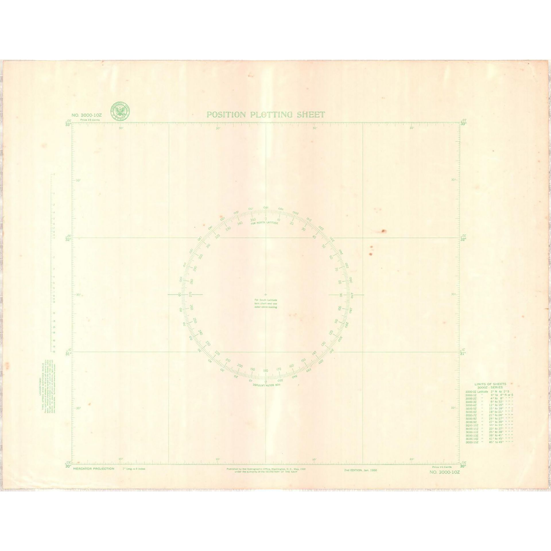 The Hydrographic Office Chart, Position Plotting Sheet