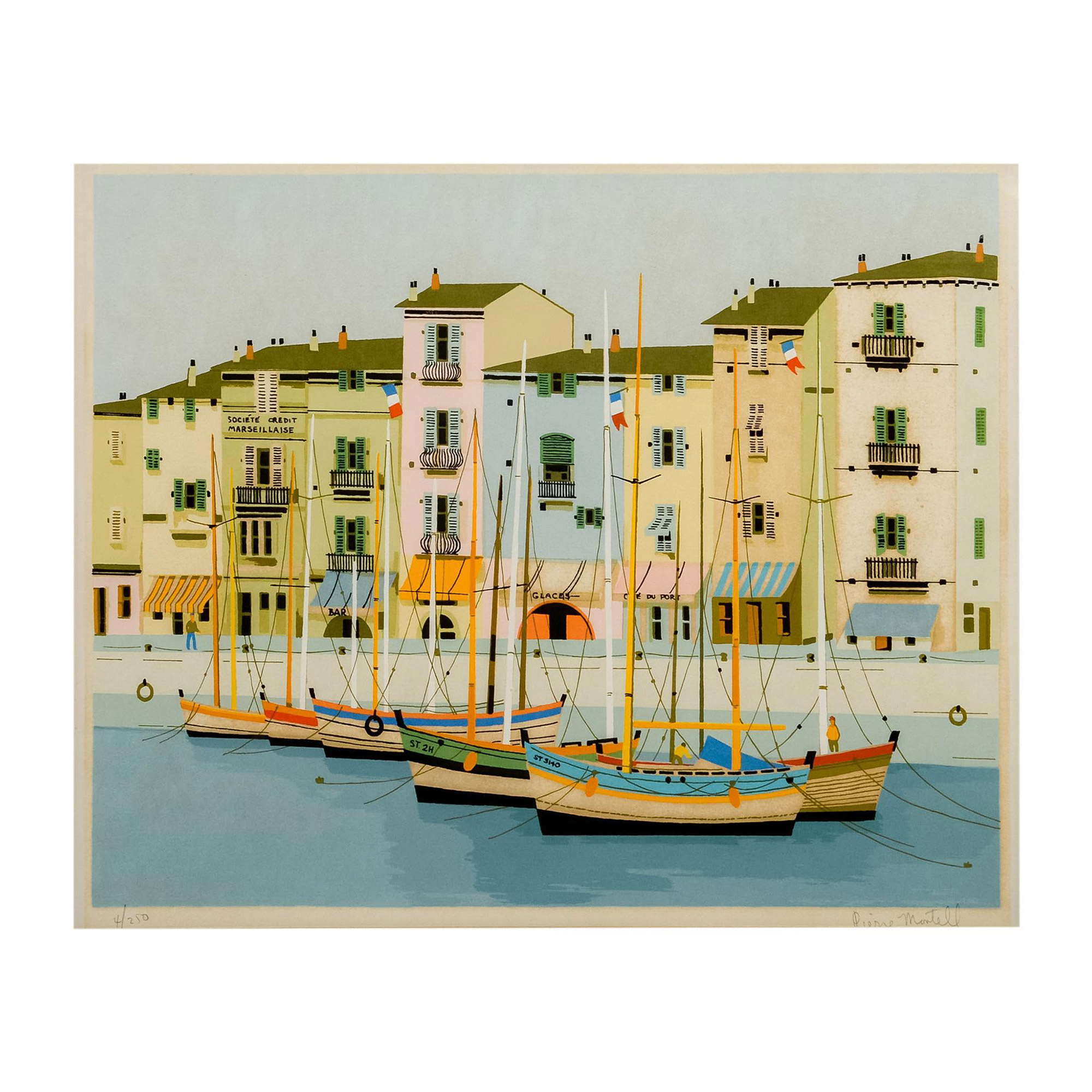 Pierre Montell, Serigraph on Paper, St-Tropez France, Signed - Image 2 of 5