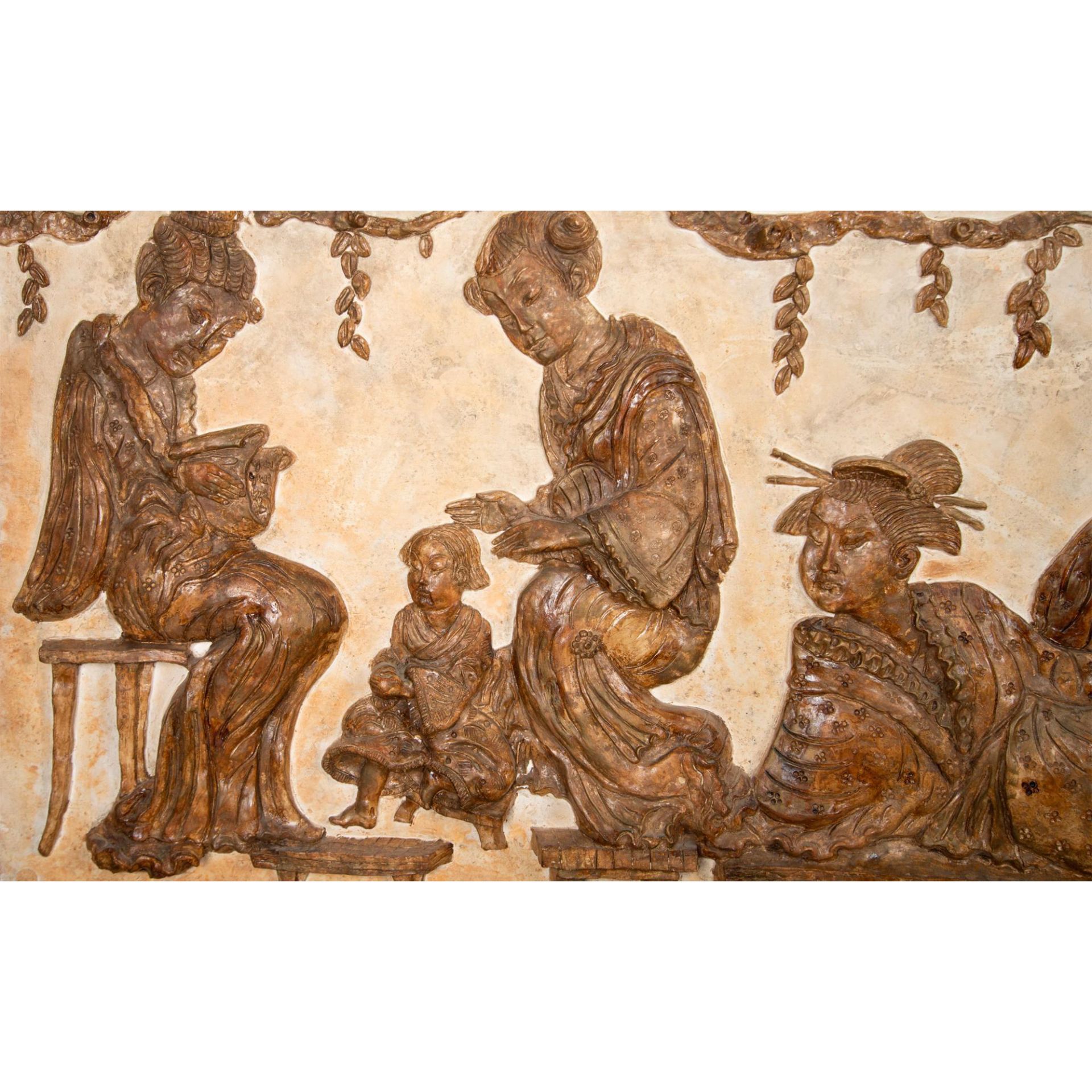 Gilded Plaster, Chinoiserie Figurative Composition - Image 2 of 7
