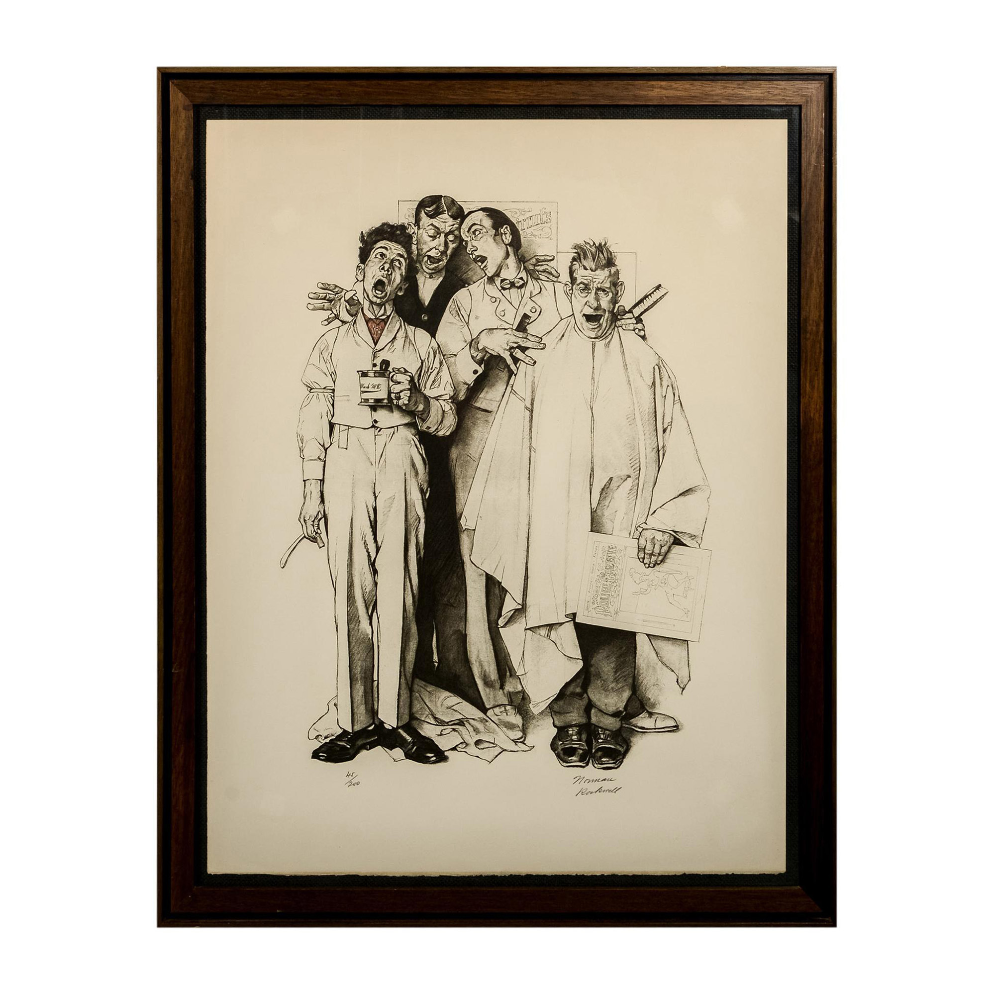 Norman Rockwell, Large Original Lithograph, Quartet, Signed