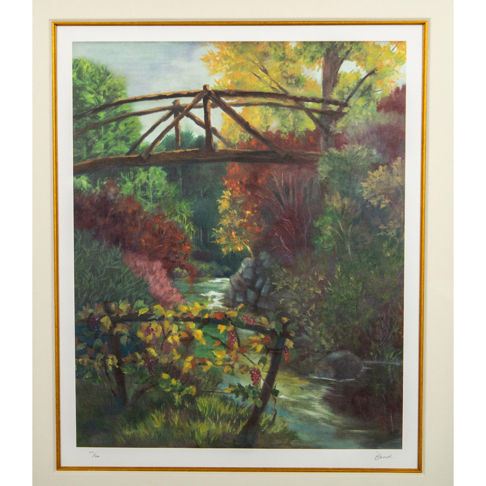 Kathy Dench (American) Signed Lithograph, Vineyard Bridge - Image 3 of 7