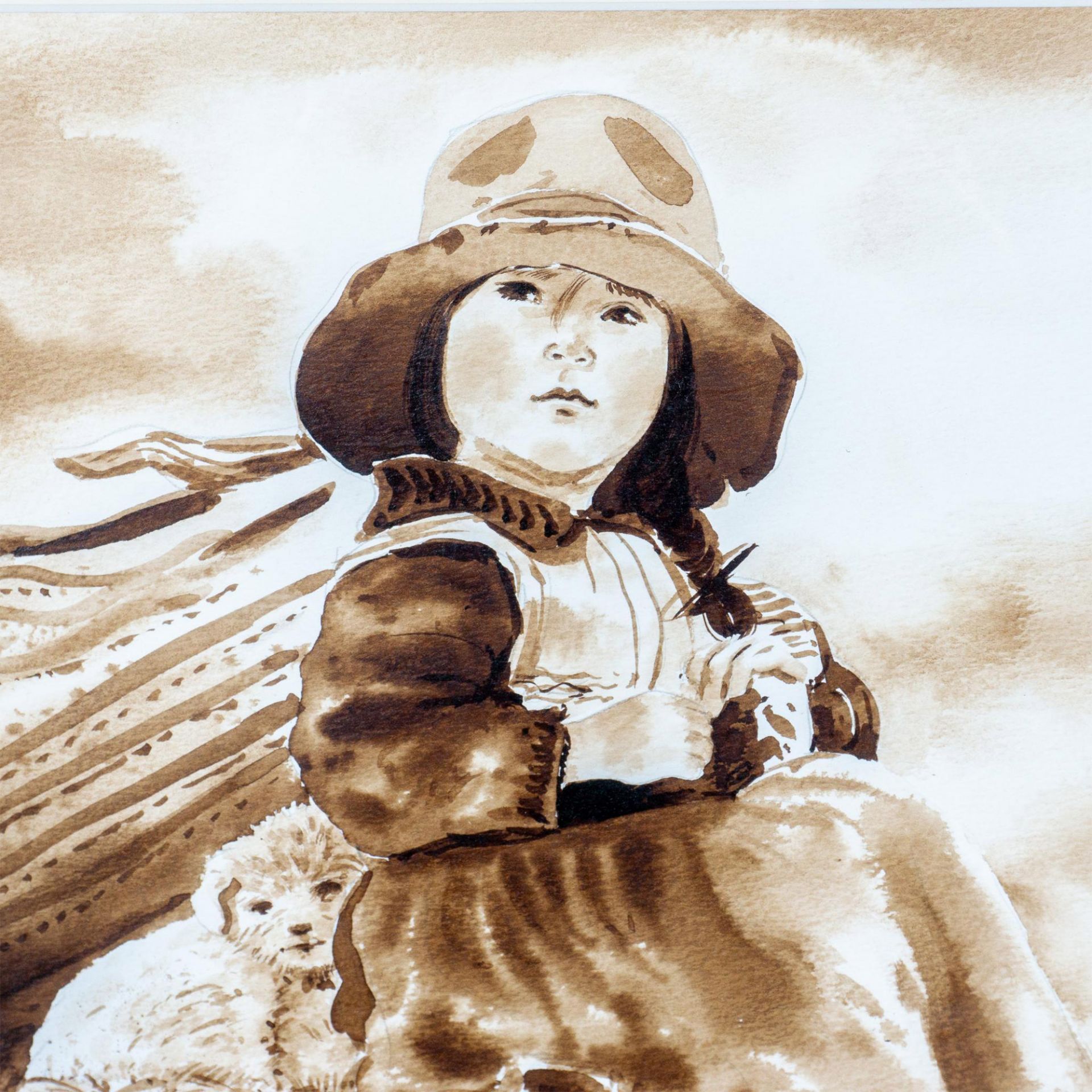 Attr. Gerardo Rueda (Spanish, 1926-1996) Watercolor, Mountain Girl - Bild 8 aus 9