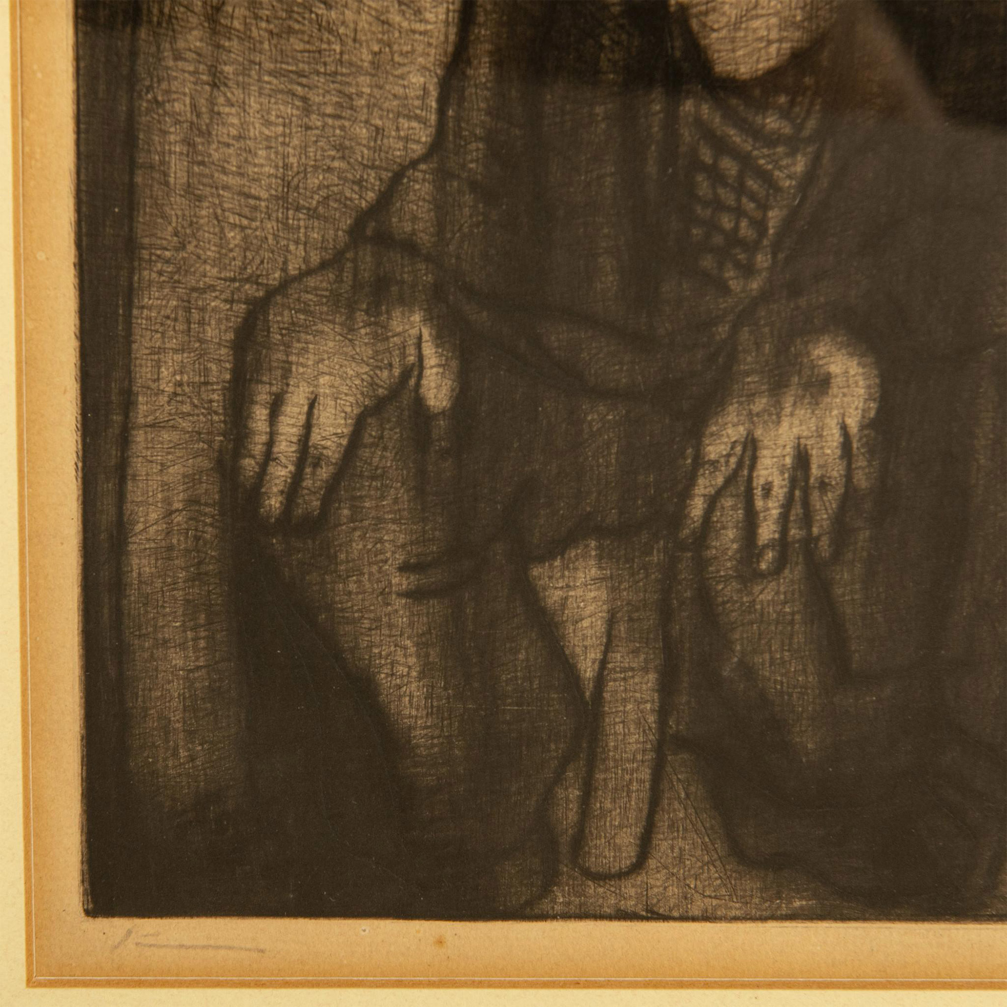 Original Monochrome Etching on Paper, Seated Rabbi, Signed - Image 5 of 6