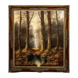 Original Oil on Canvas, Autumn Woodland Forest Landscape