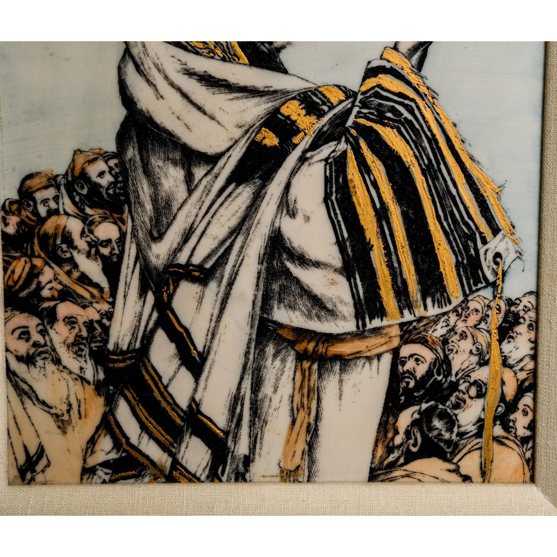 Saul Raskin, Engraved Block, Jewish Rabbi Blowing Shofar - Bild 3 aus 5