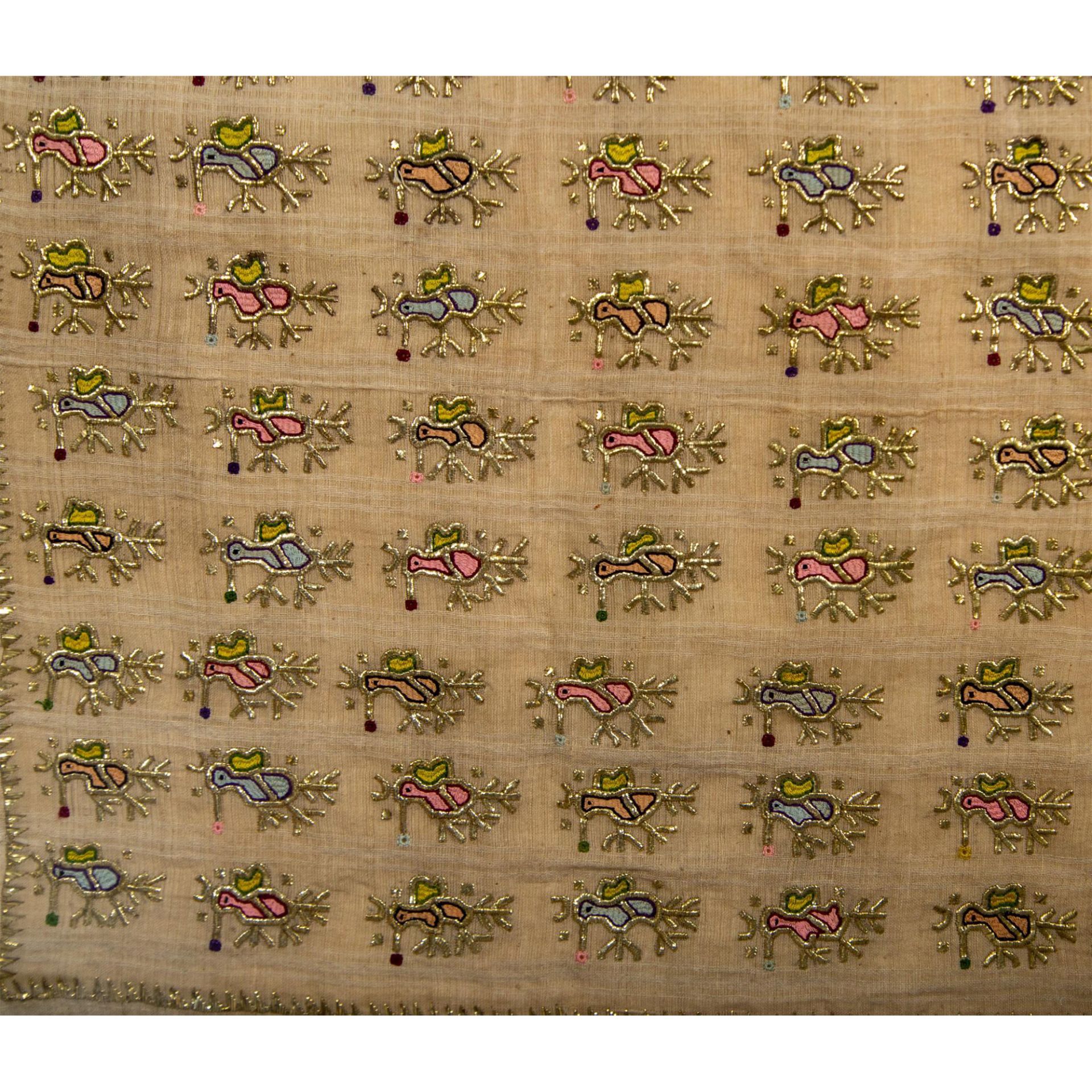 Vintage Textile of Stylized Birds - Image 4 of 5