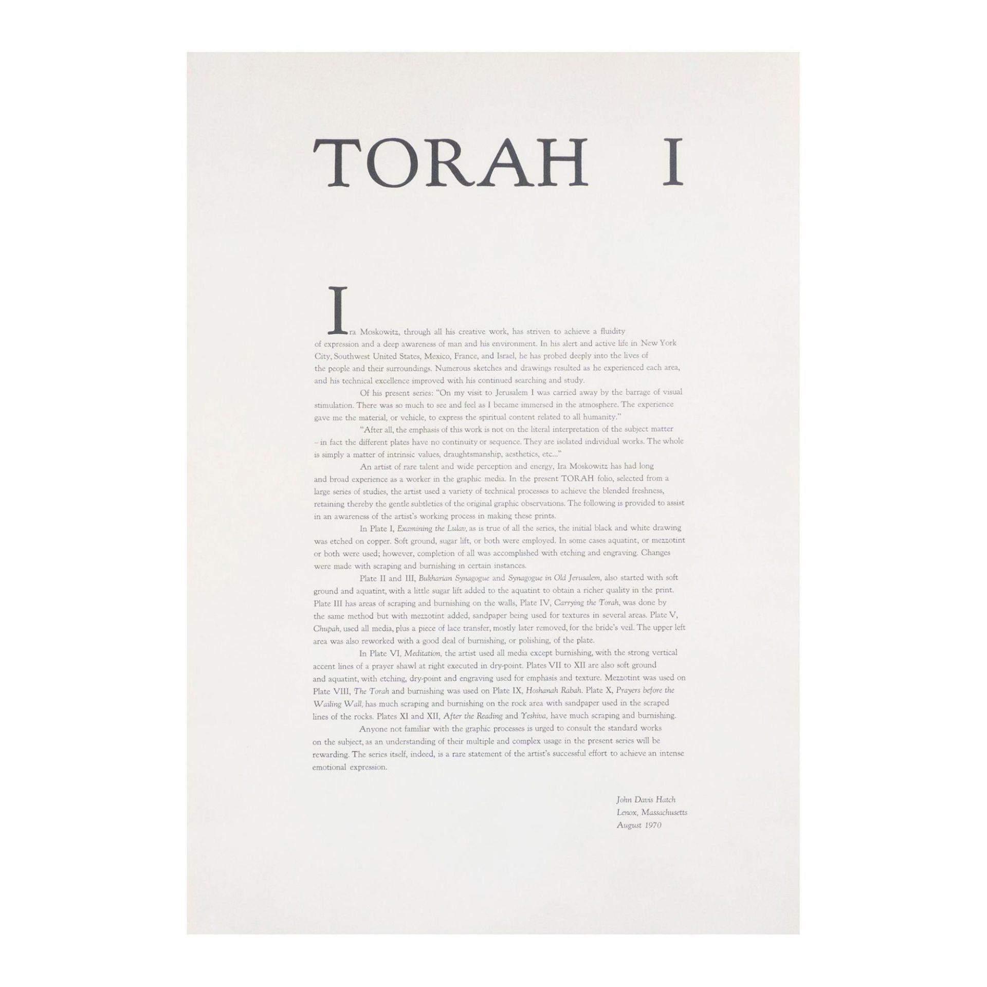10pc Ira Moskowitz, Original Color Etchings Torah I, Signed - Bild 7 aus 20