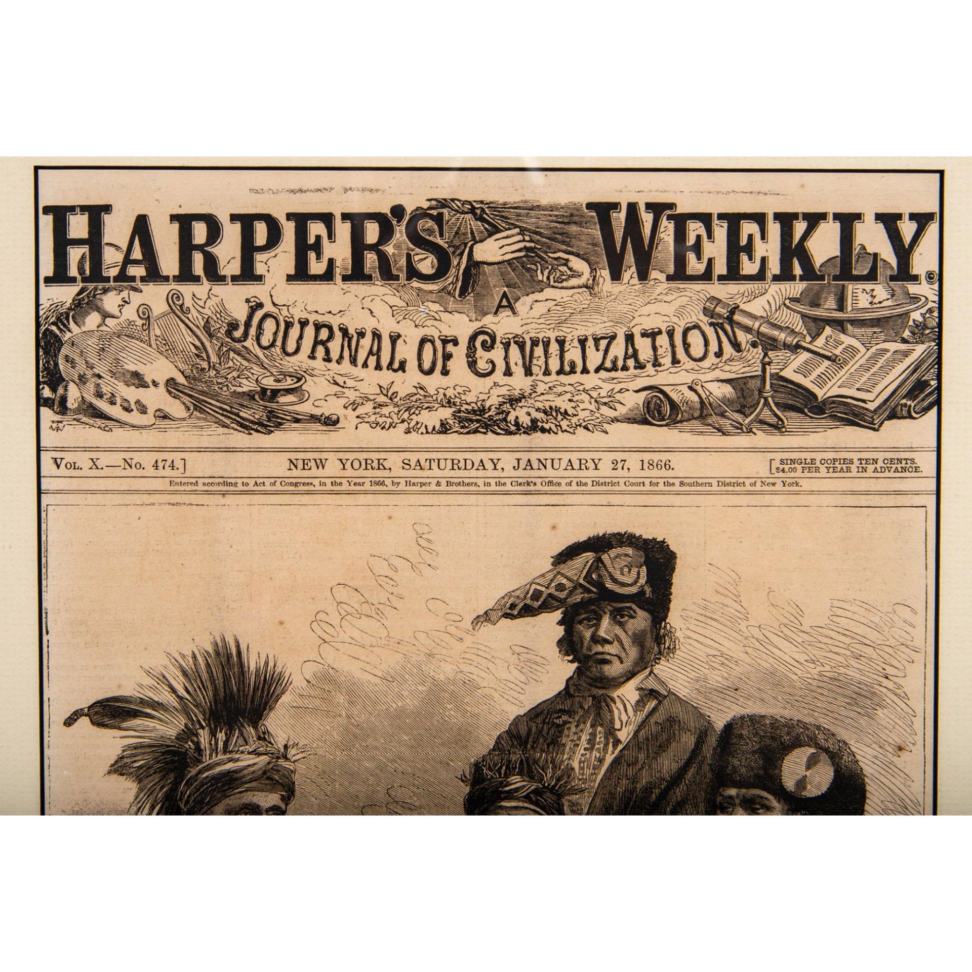 Original 1866 Harper's Weekly Cover, Indian Delegation - Image 4 of 5