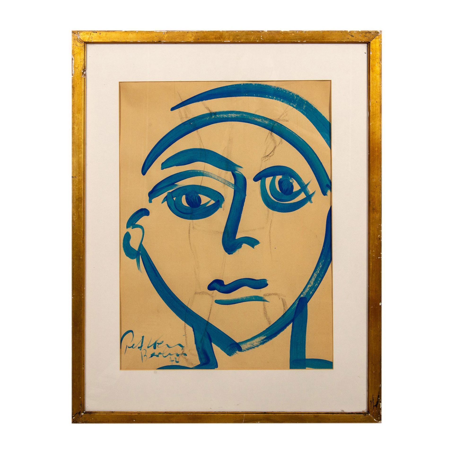 Peter Keil, Original Painting, Portrait in Blue, Signed