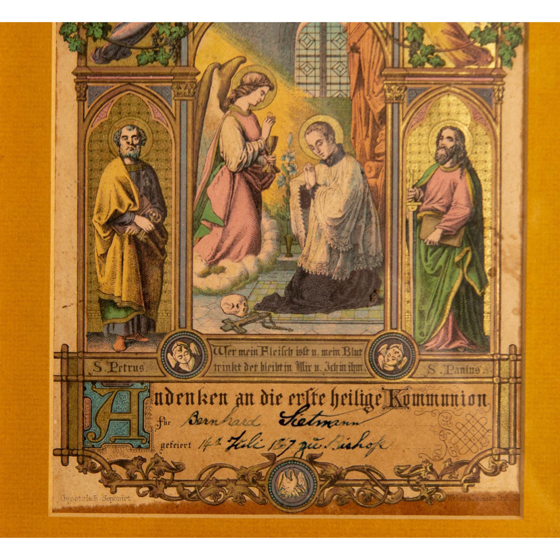 German Certificate of Communion, Color Lithograph - Bild 4 aus 5
