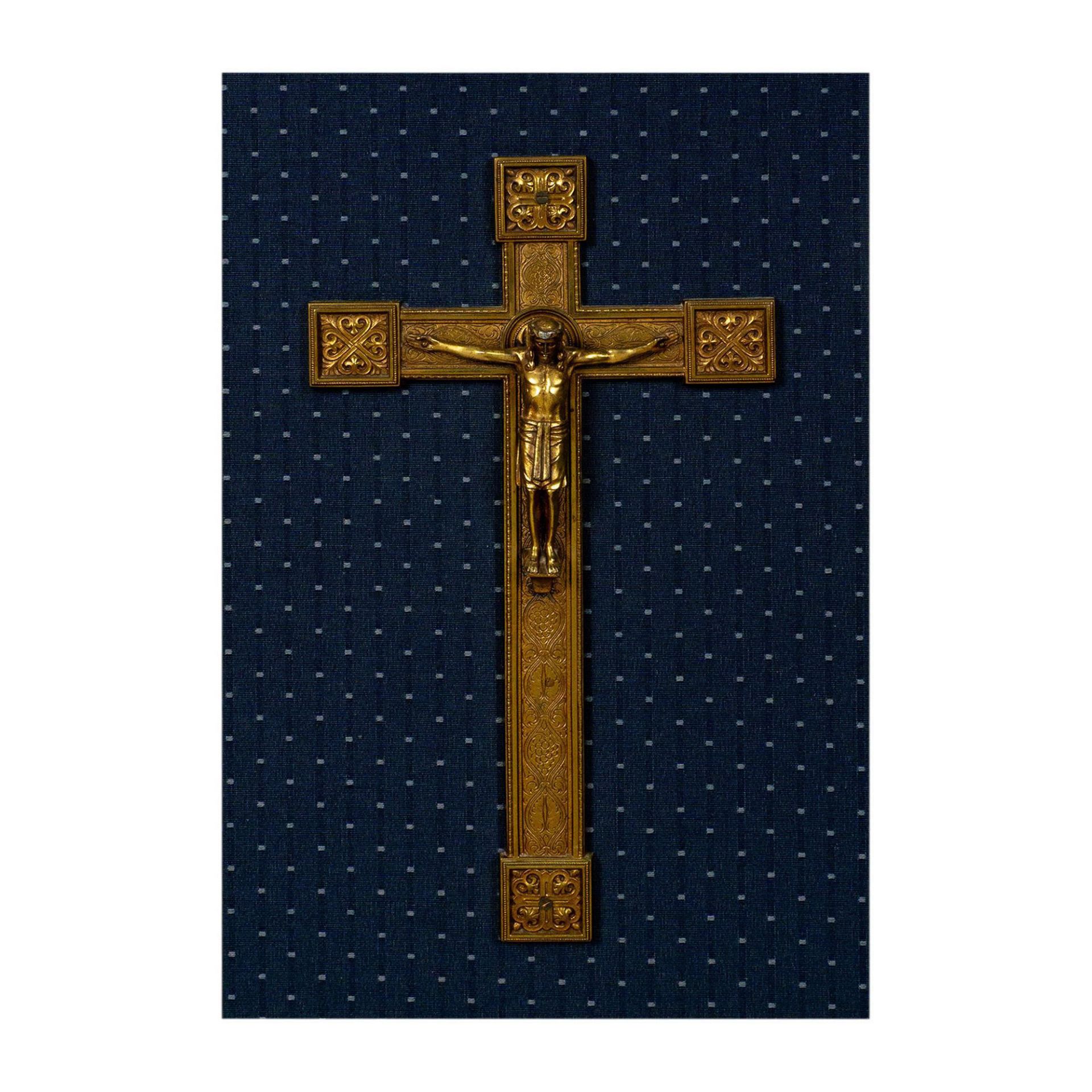 Religious Brass Shadowbox Crucifix - Image 2 of 4