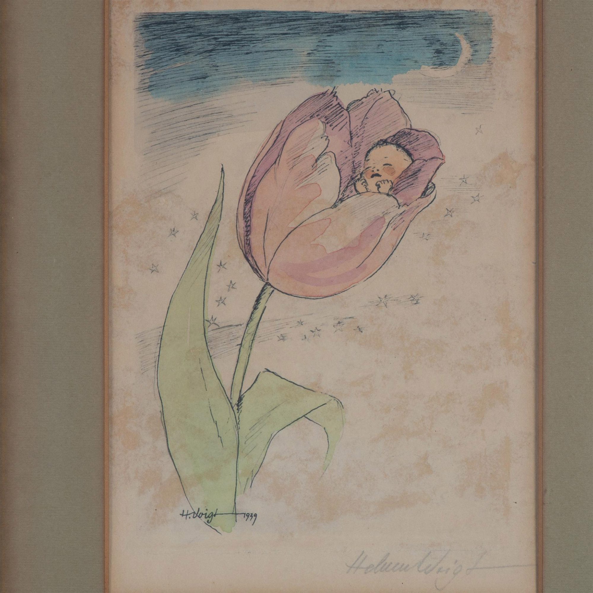 Original Etching and Aquatint on Paper, Tulip Baby, Signed - Image 2 of 4