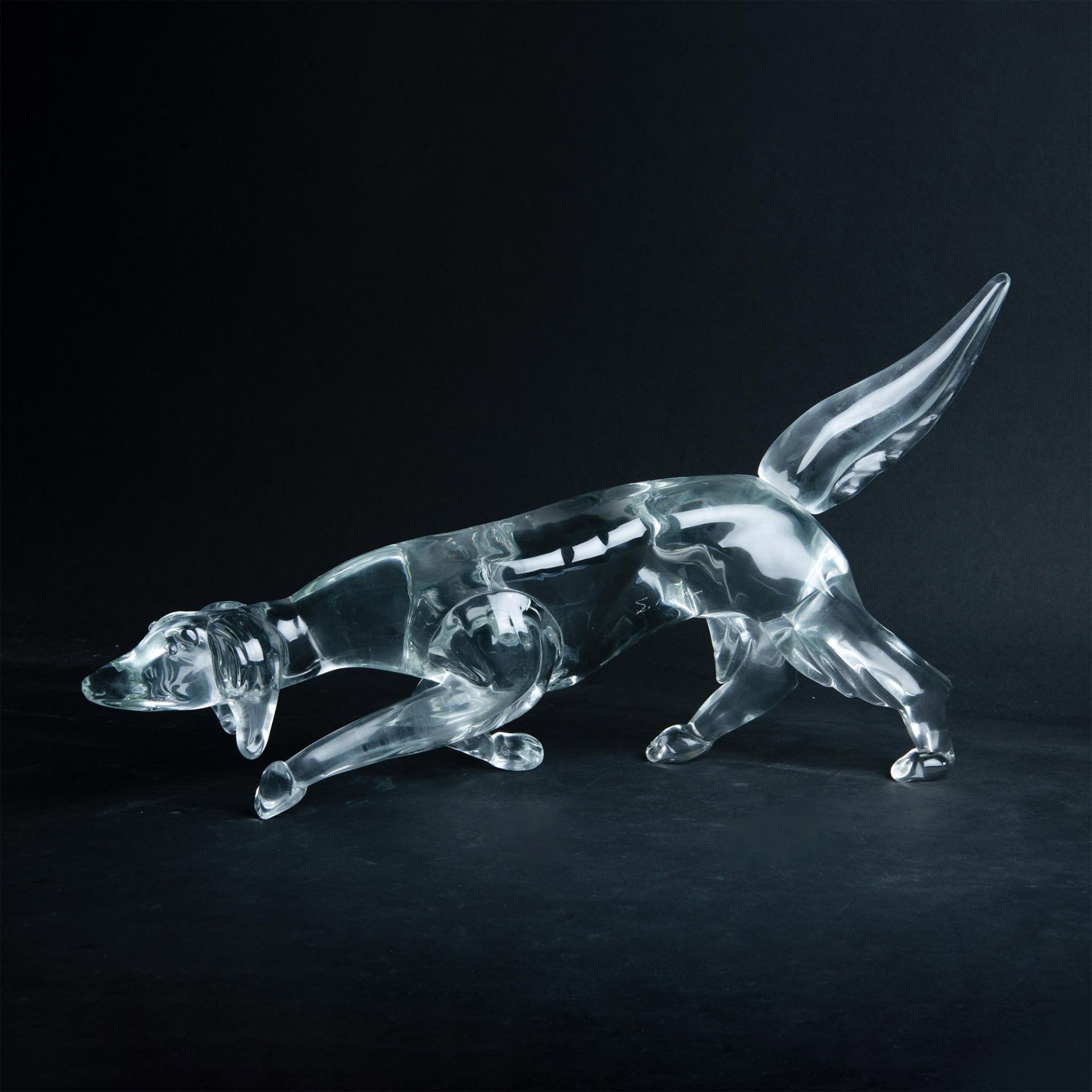 Large Art Glass Dog Sculpture