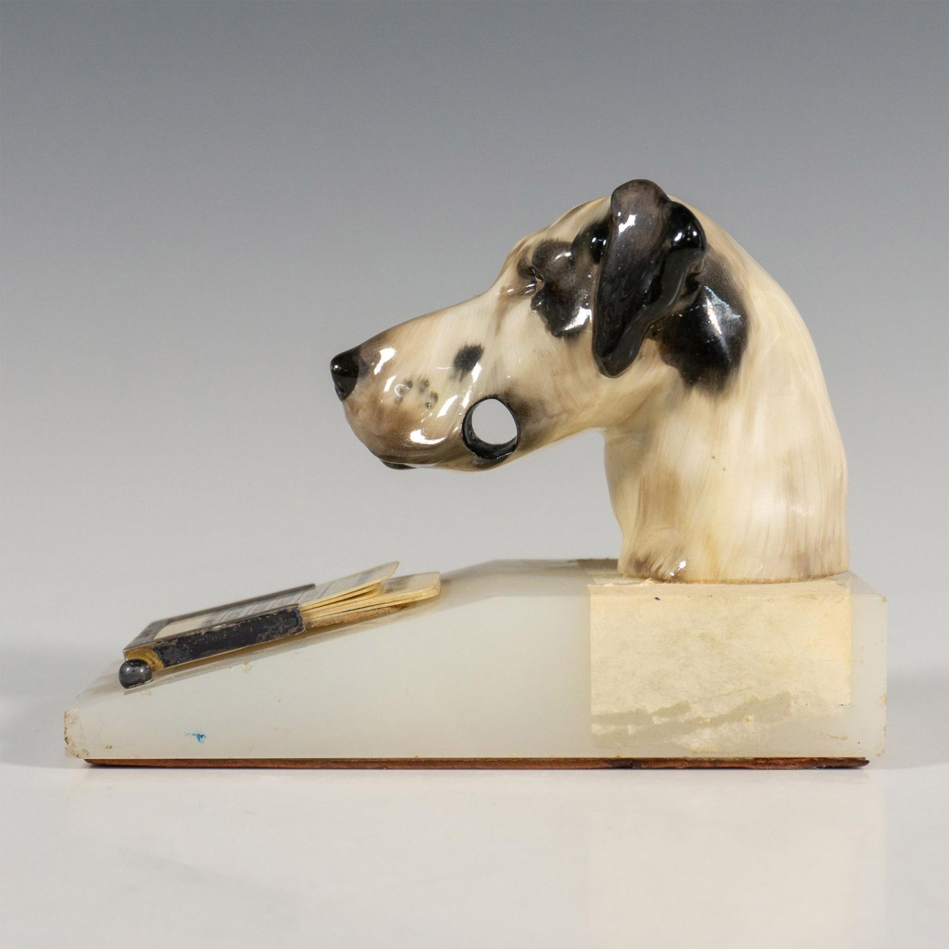 Doulton Great Dane's Head Pencil Holder Calendar on Marble - Image 3 of 6