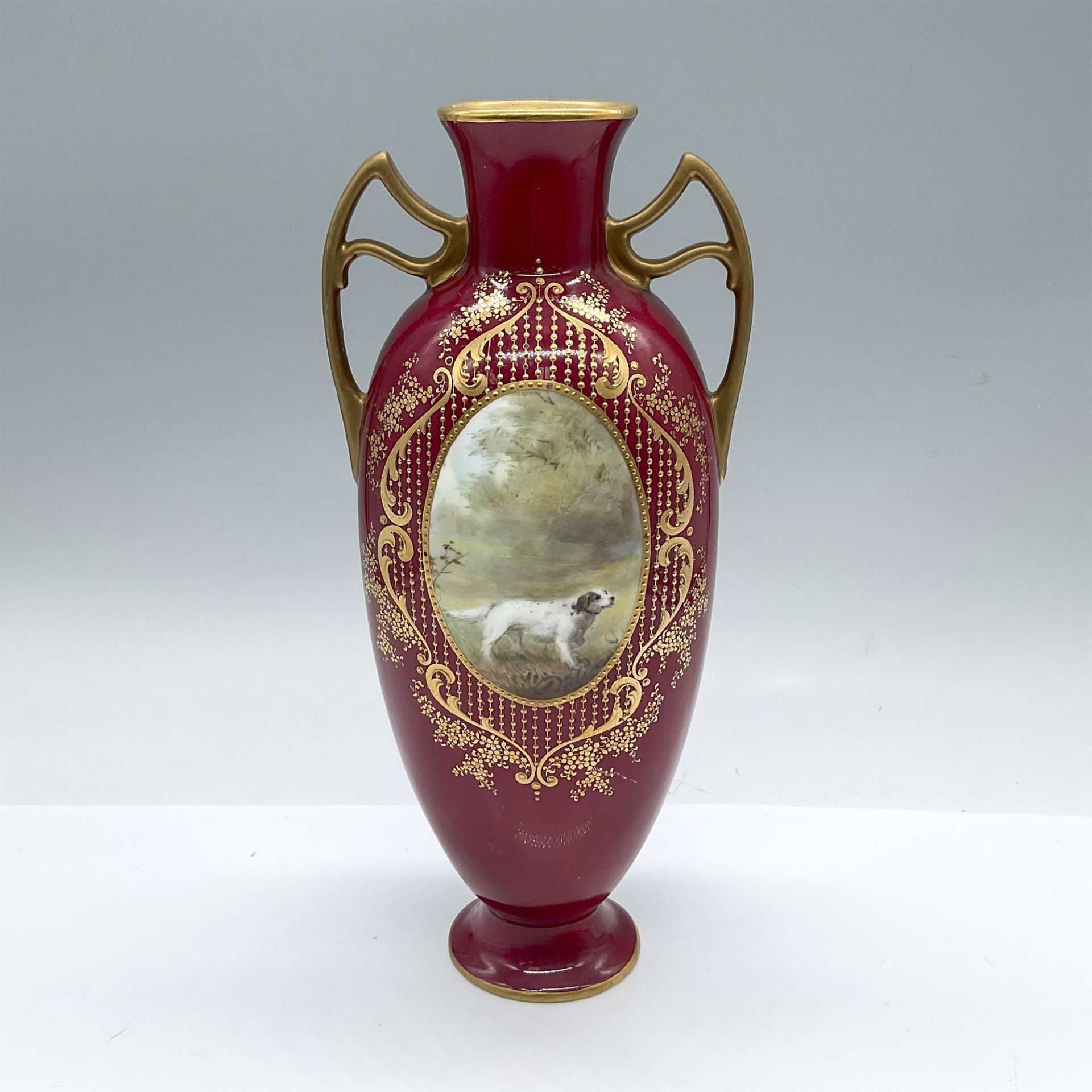 Doulton Burslem S. Wilson Porcelain Dog Hunting Vase
