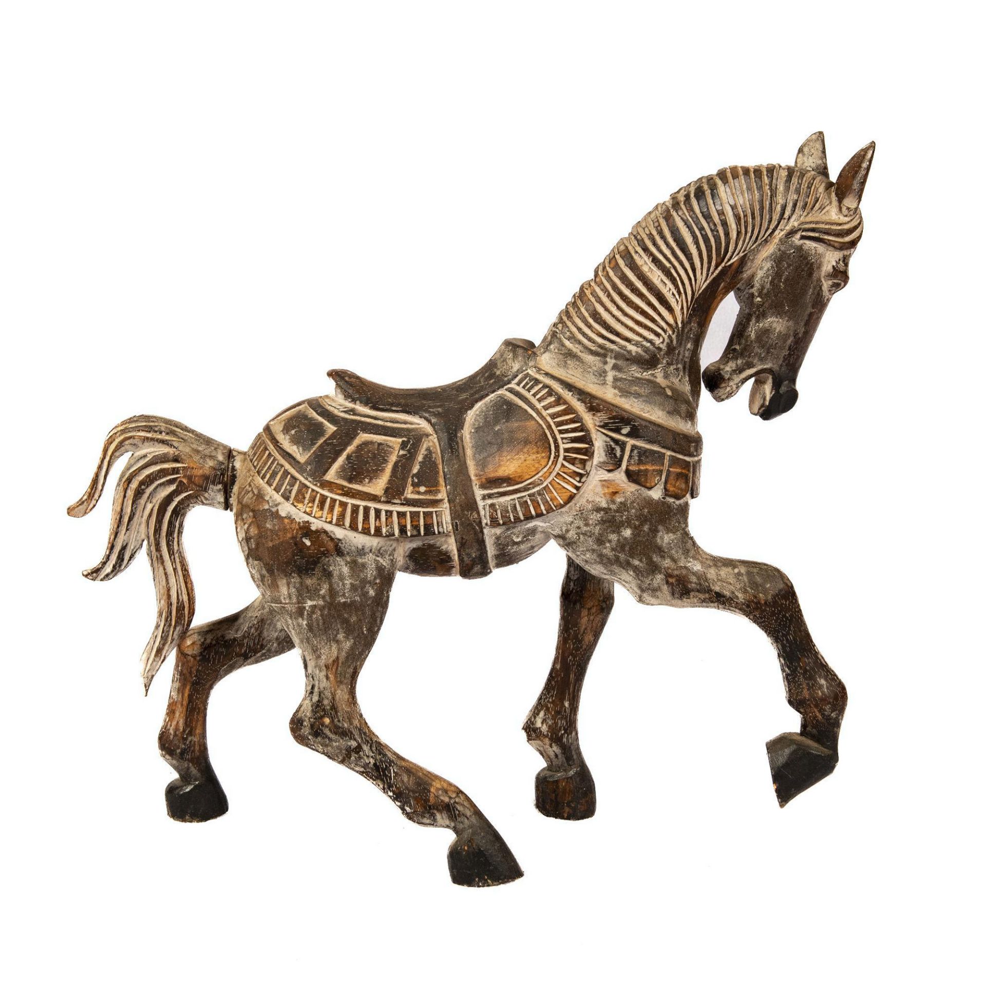 Vintage Hand Carved Wood Carousel Style Horse Monochromatic - Image 3 of 4