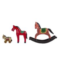 3pc Decorative Painted Wood Horse Grouping