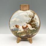 Gilded Dog Motif Porcelain Footed Moon Flask