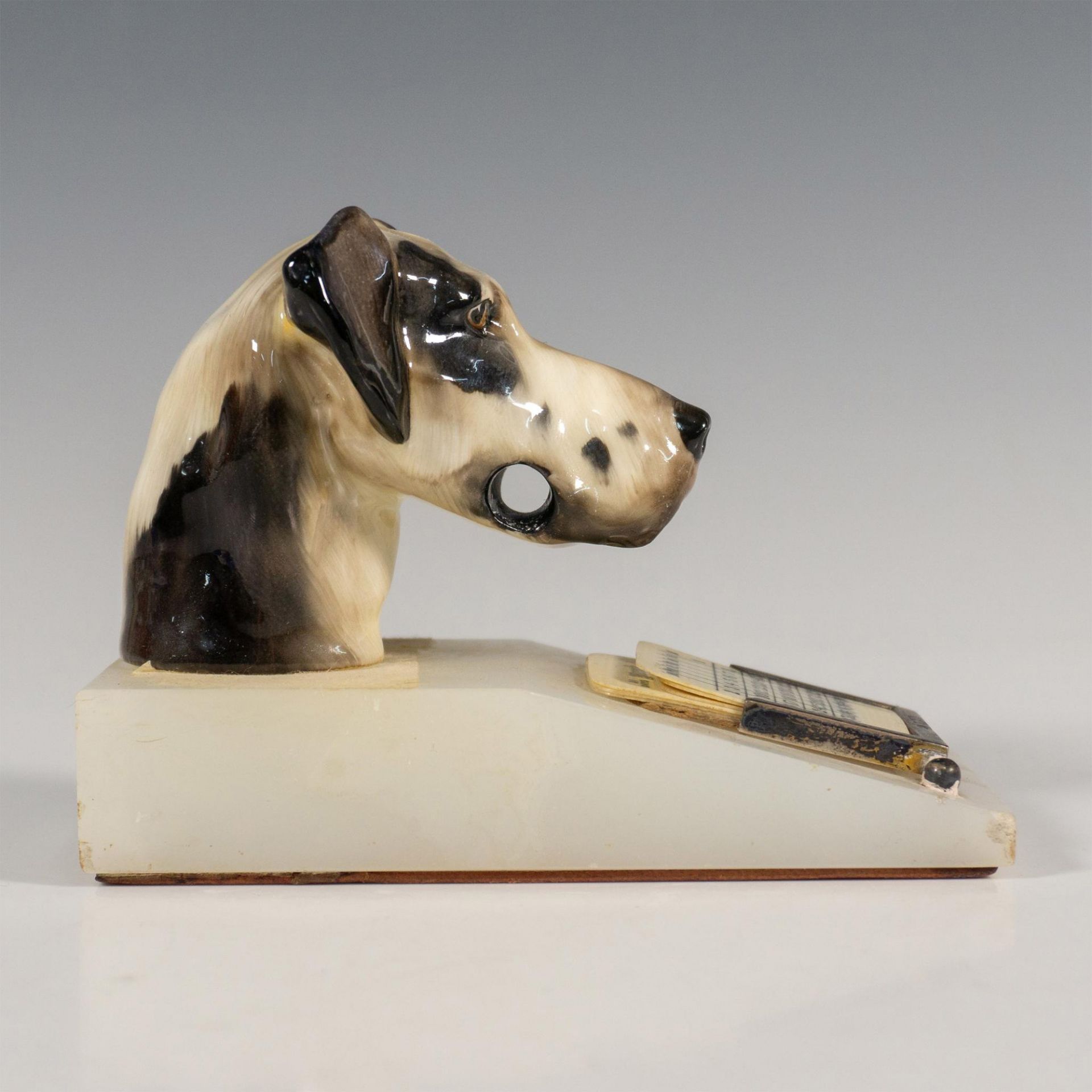 Doulton Great Dane's Head Pencil Holder Calendar on Marble - Image 5 of 6