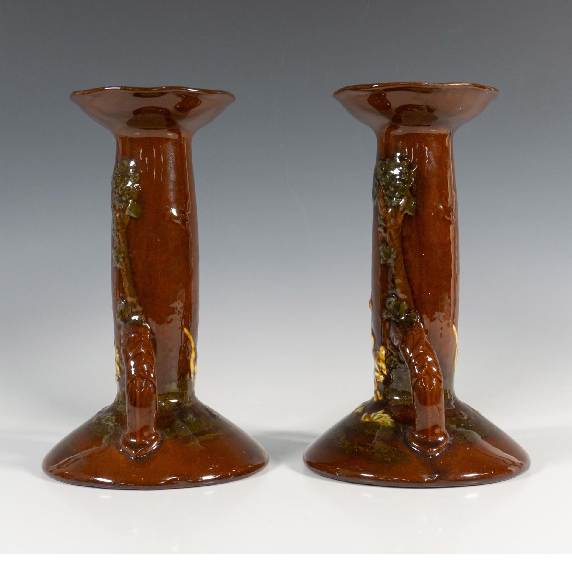 Pair of Royal Doulton Kingsware Candlesticks, Hunting Scene - Bild 3 aus 6