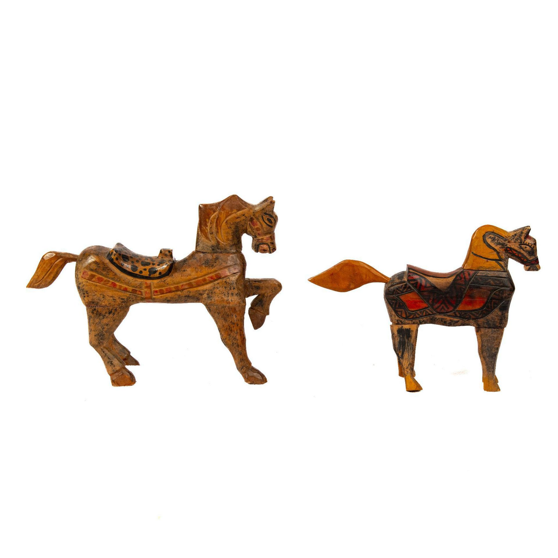 2pc Decorative Stylized Wooden Horse Carvings - Bild 3 aus 4