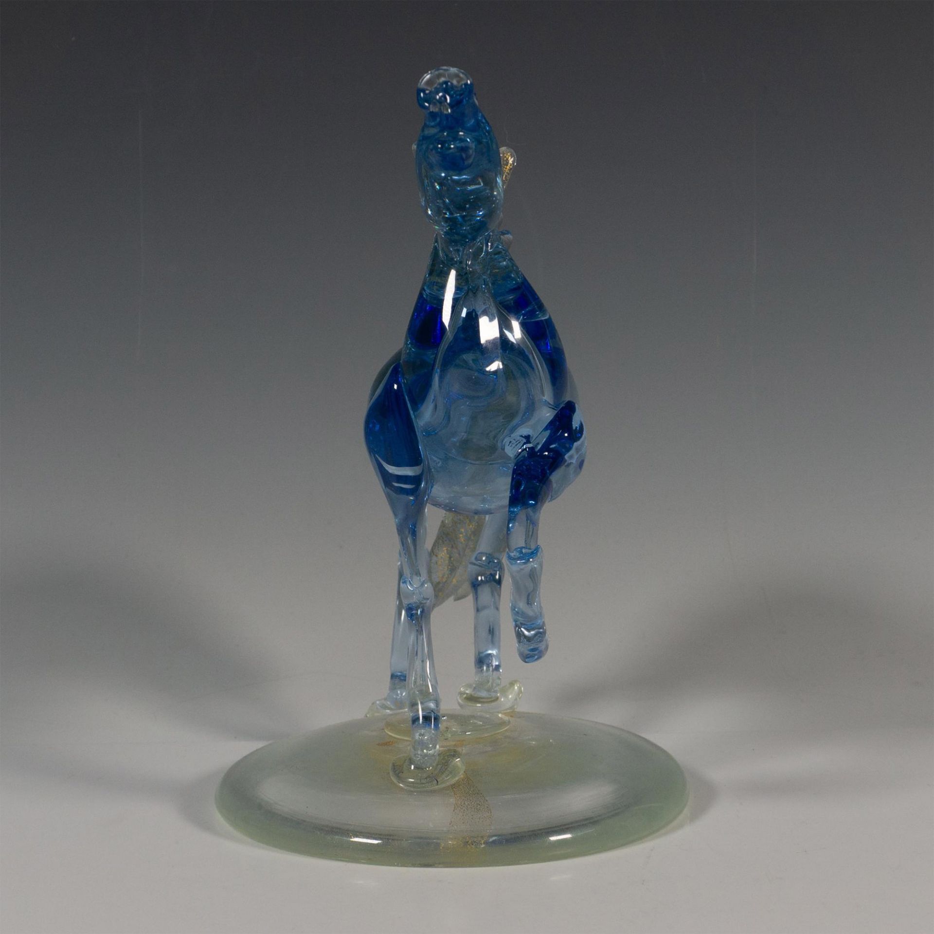 Original Hand Blown Glass Decorative Blue & Gold Horse - Image 2 of 4
