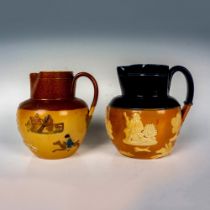 2pc Royal Doulton Stoneware Harvest Scene Hunting Jugs X2892