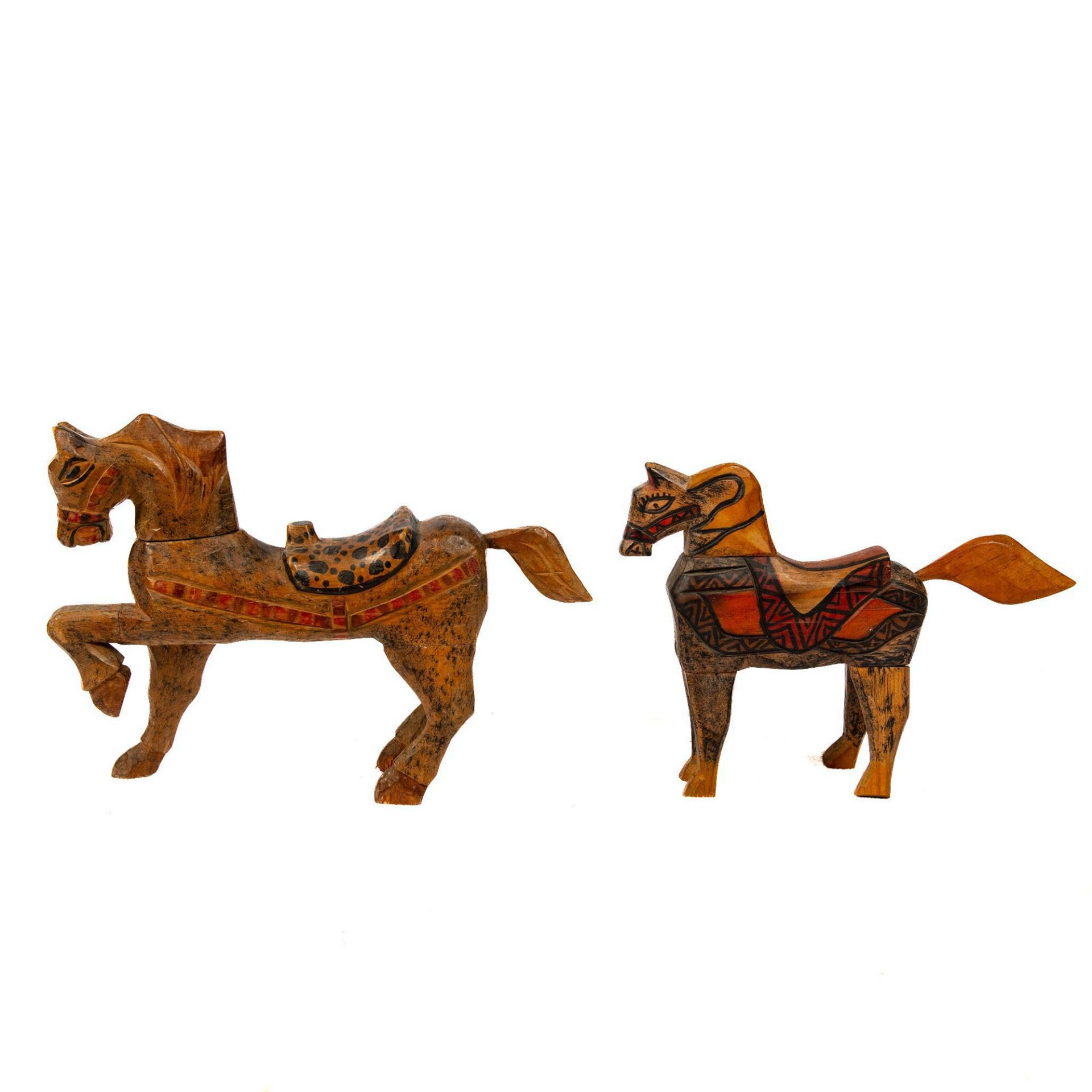 2pc Decorative Stylized Wooden Horse Carvings - Bild 2 aus 4