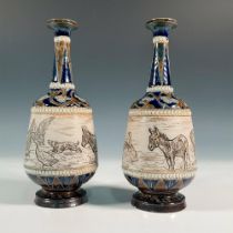 Pair of Doulton Lambeth Hannah Barlow Stoneware Vases