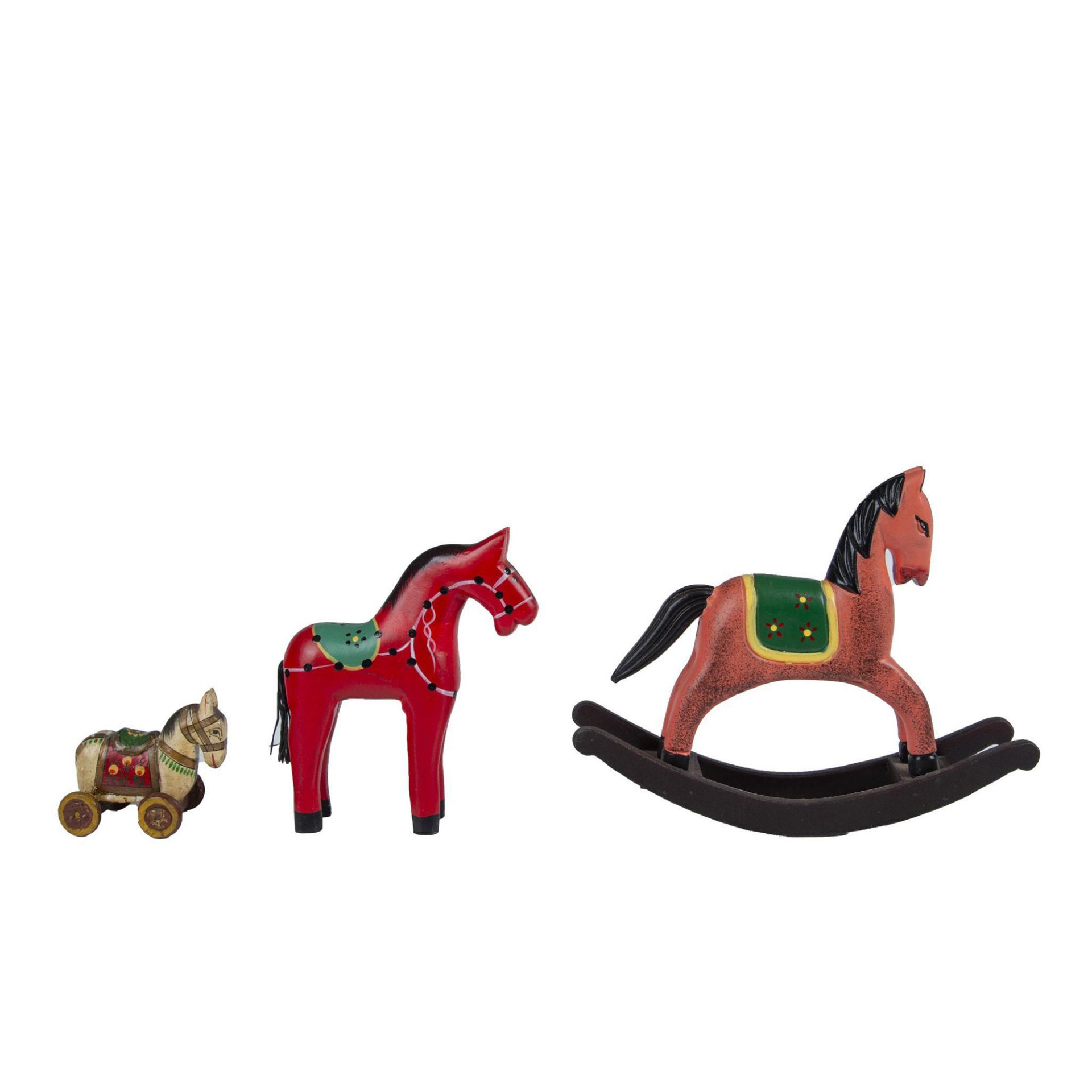 3pc Decorative Painted Wood Horse Grouping - Bild 2 aus 3