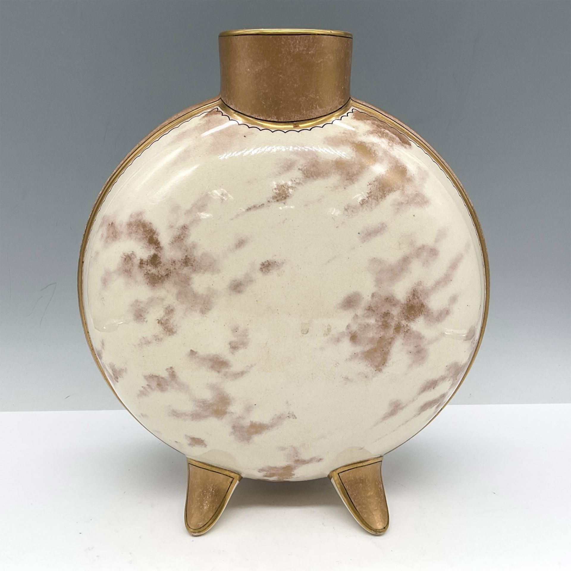 Gilded Dog Motif Porcelain Footed Moon Flask - Image 2 of 3