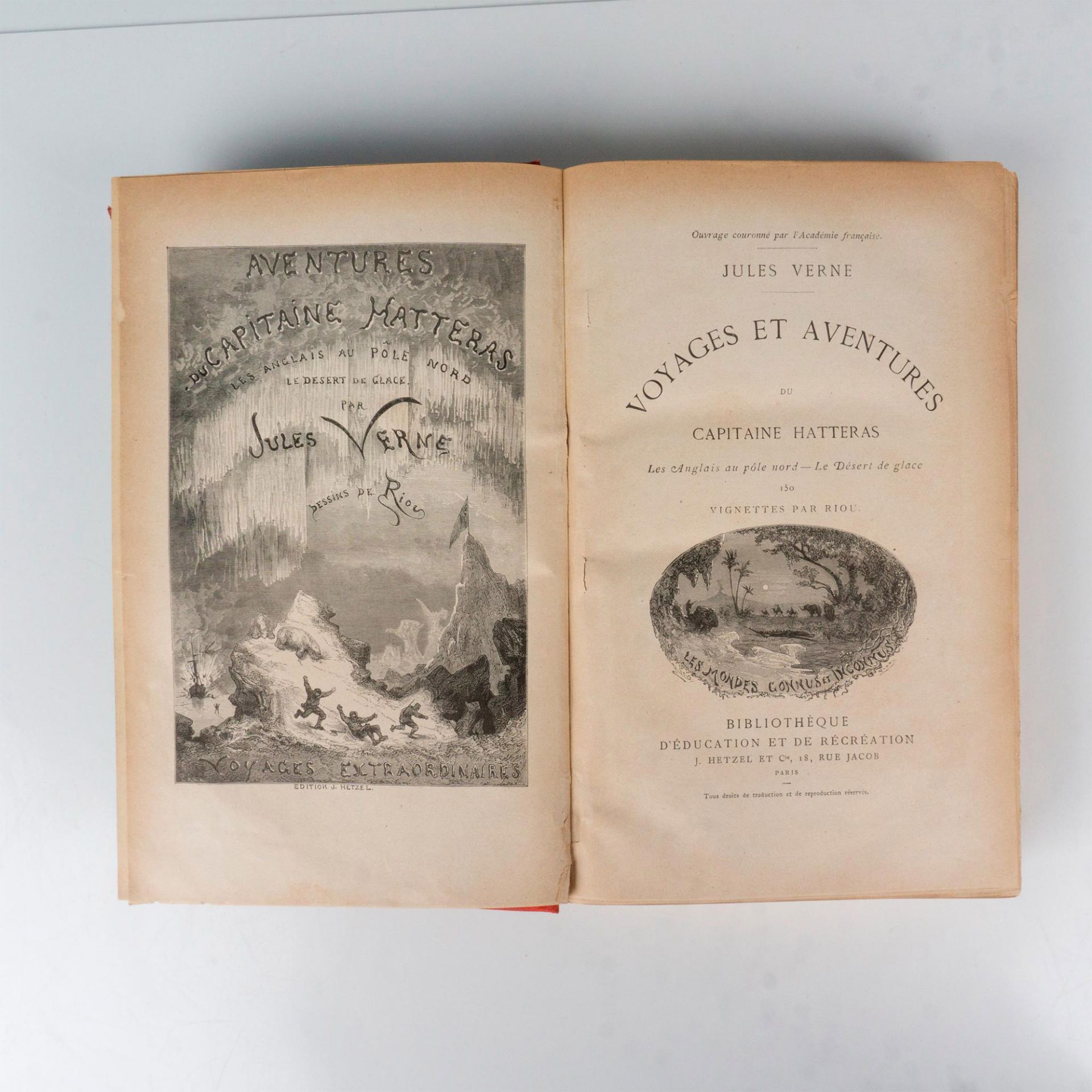Jules Verne, Capitaine Hatteras, Deux Elephants, Red Cover - Bild 2 aus 3