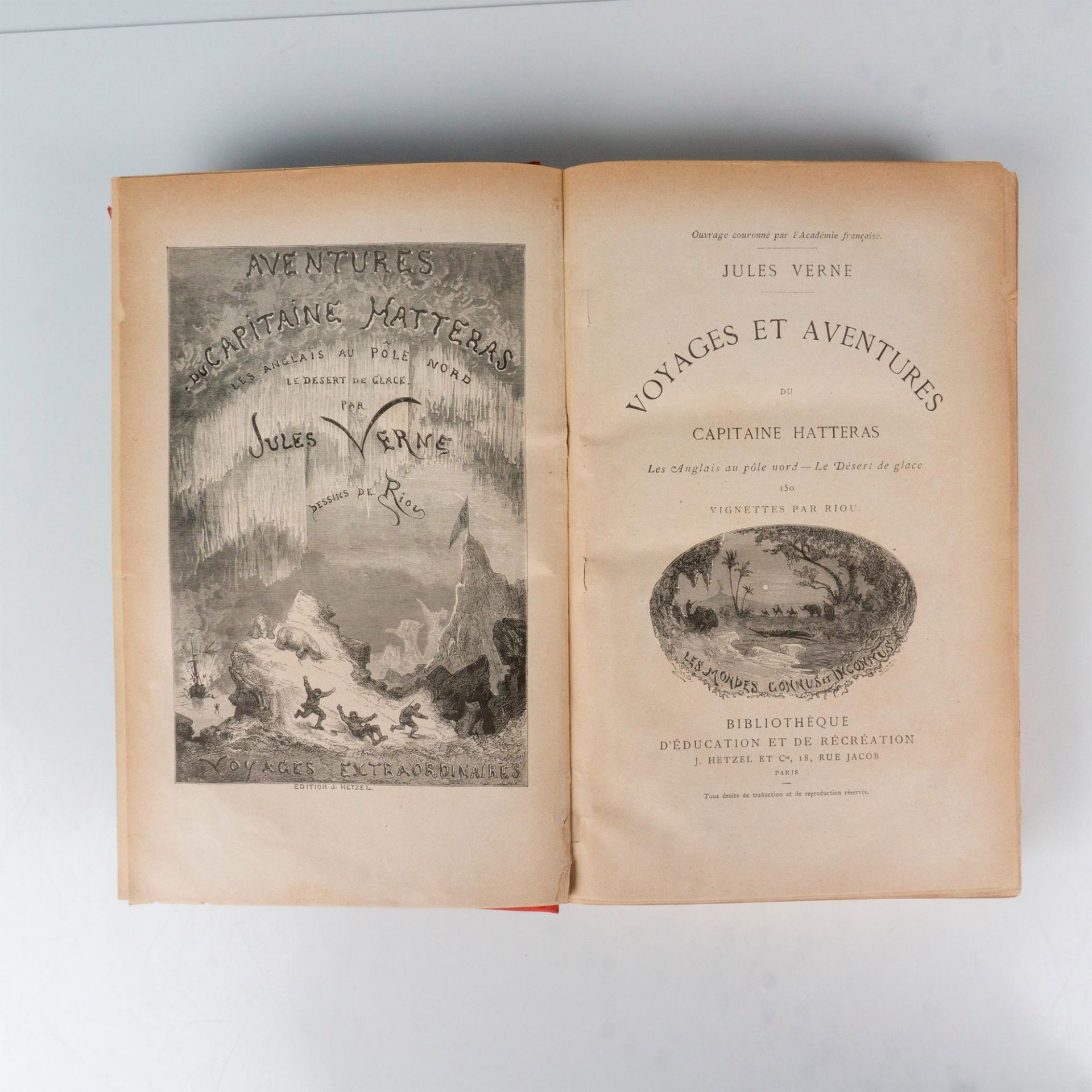 Jules Verne, Capitaine Hatteras, Deux Elephants, Red Cover - Image 2 of 3