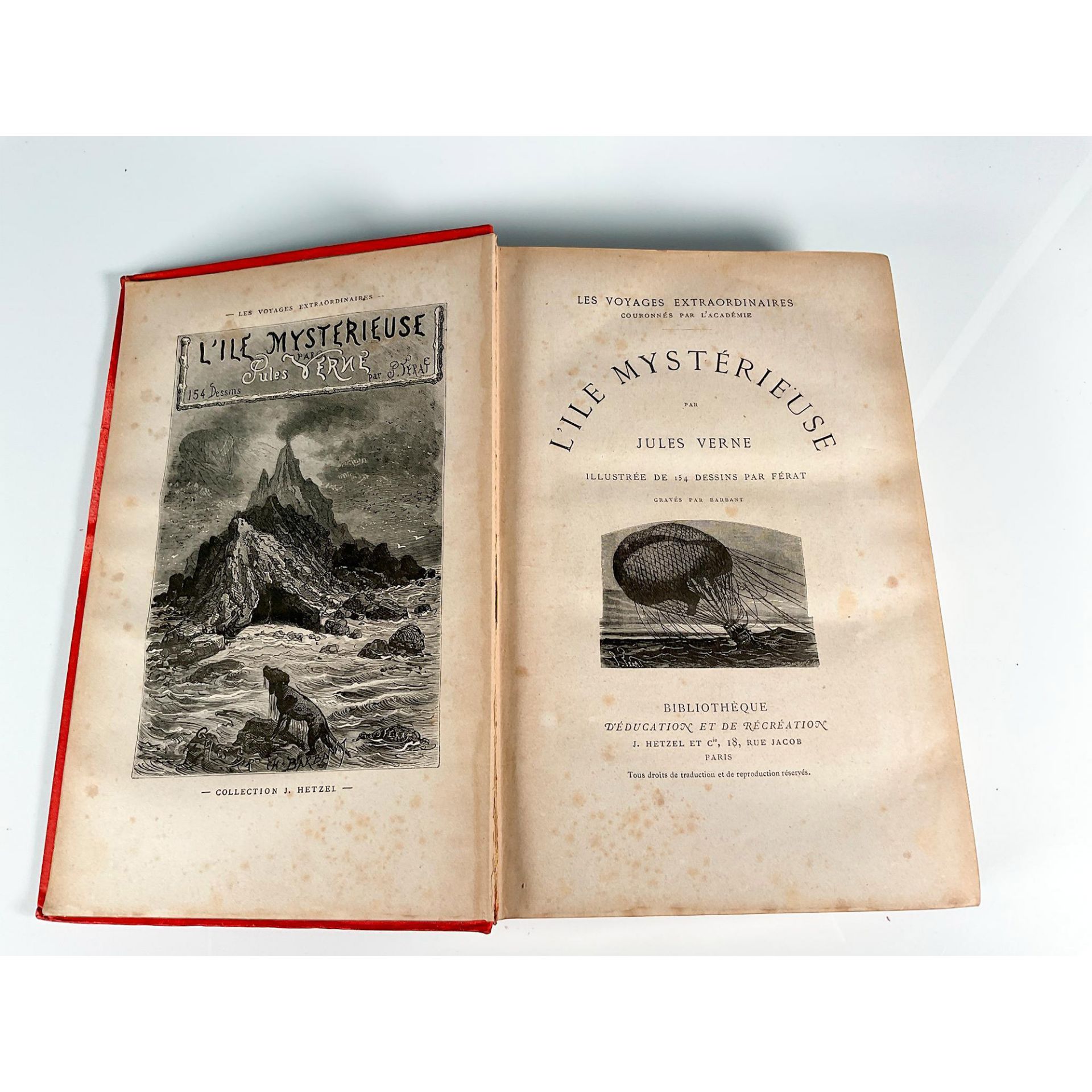 Jules Verne, L'ile Mysterieuse, A La Banniere, Red Cover - Image 2 of 4